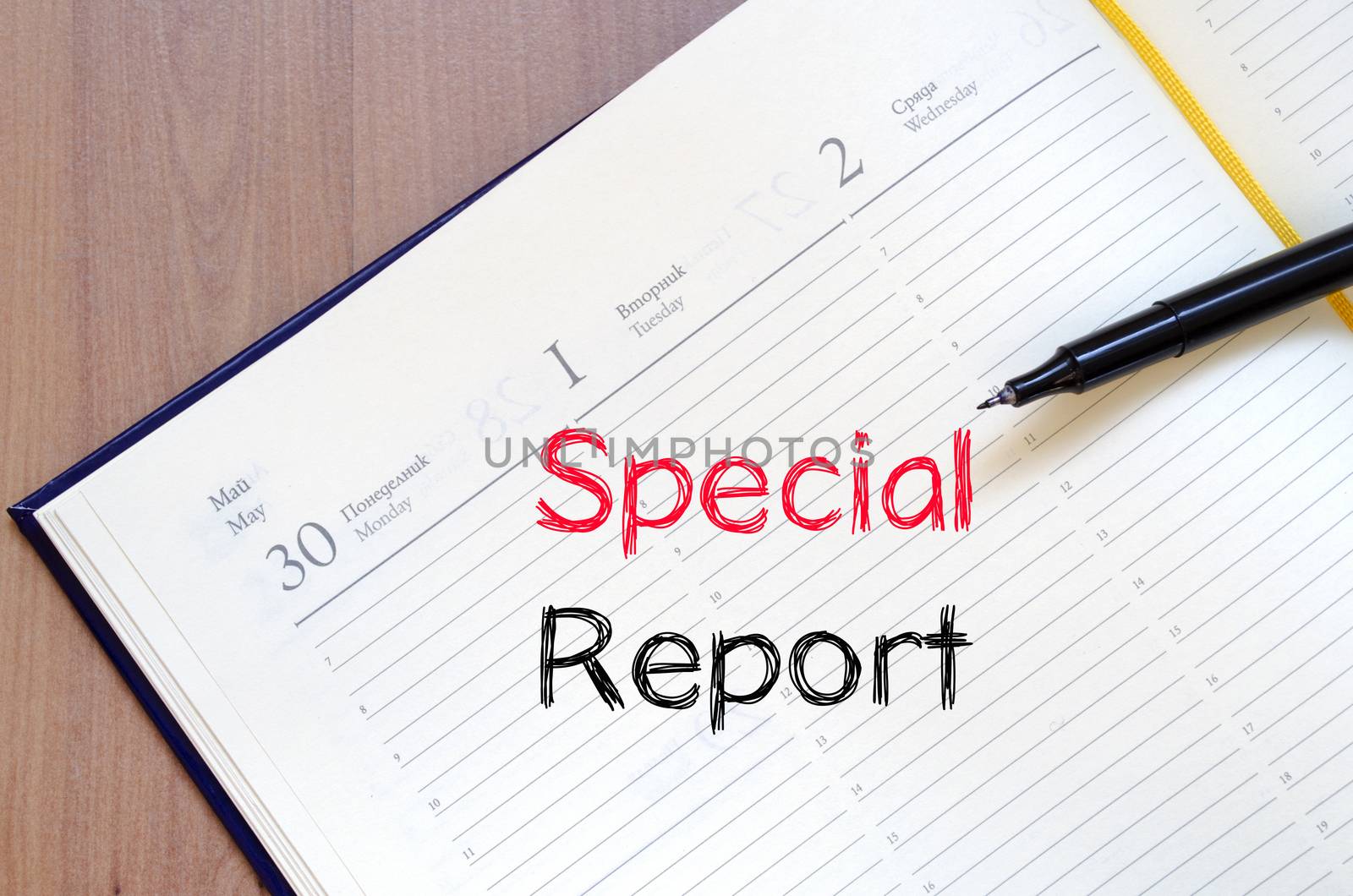 Special report text concept write on notebook