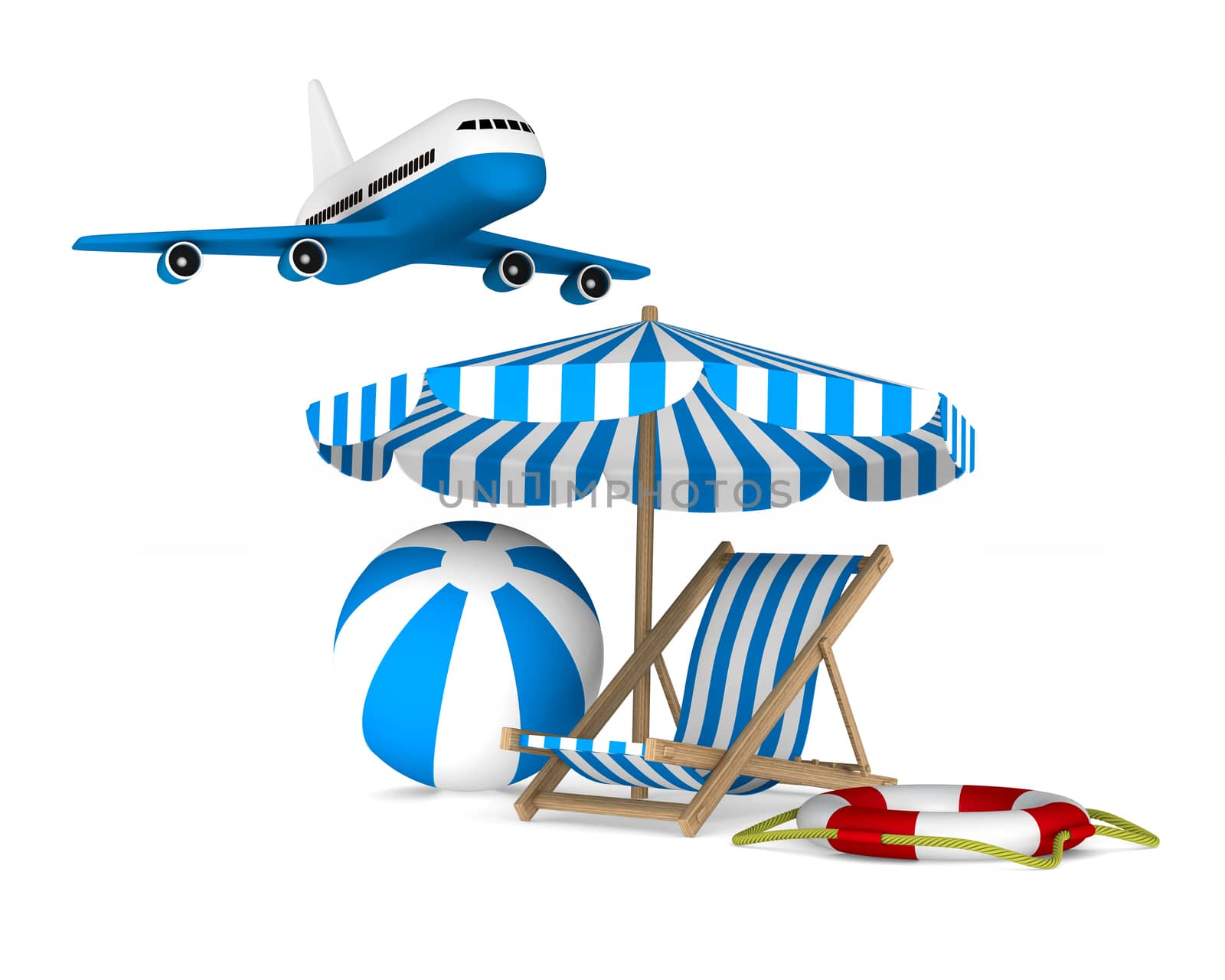 Vacation on white background. Isolated 3D image by ISerg