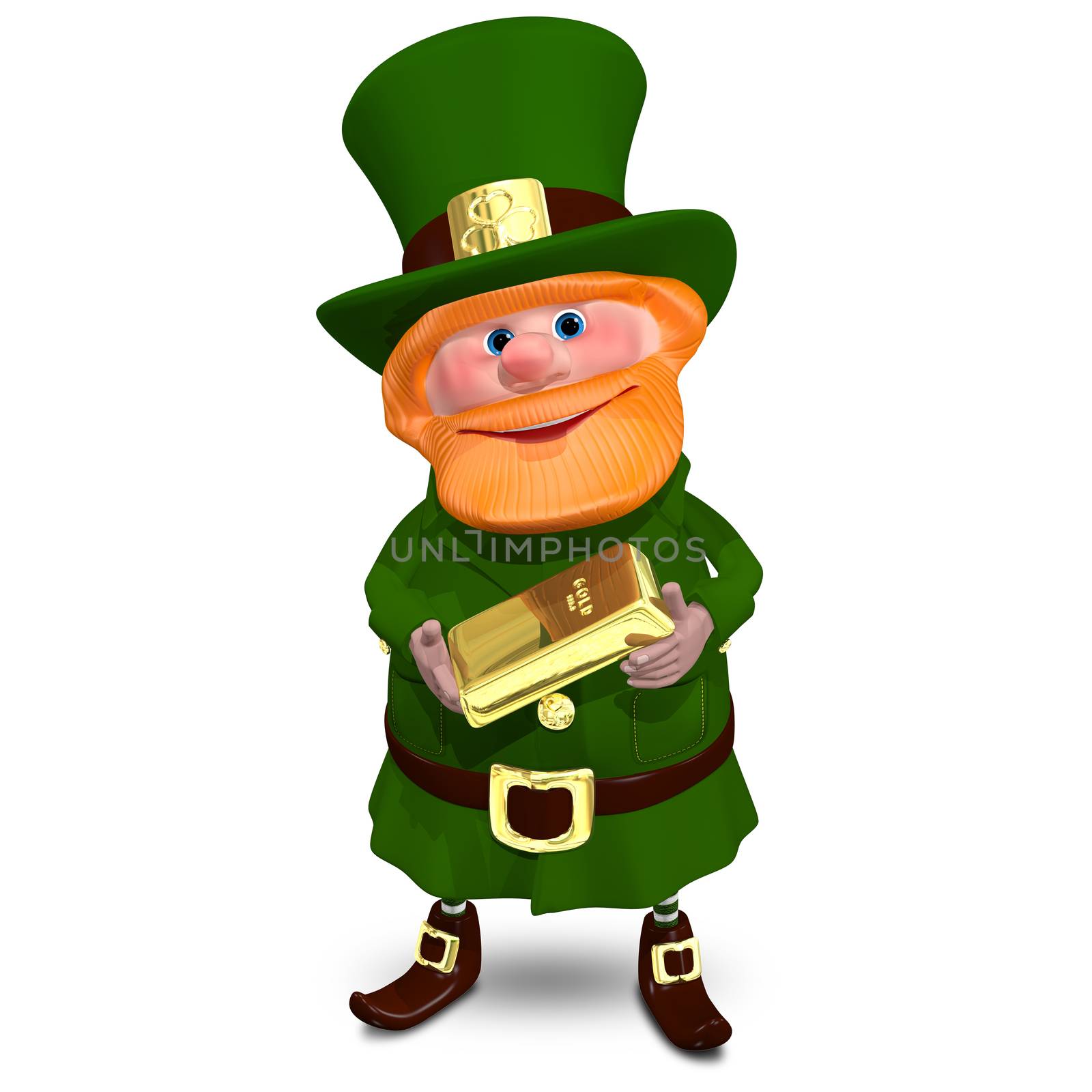 3D Illustration of Saint Patrick with Gold Bullion by brux