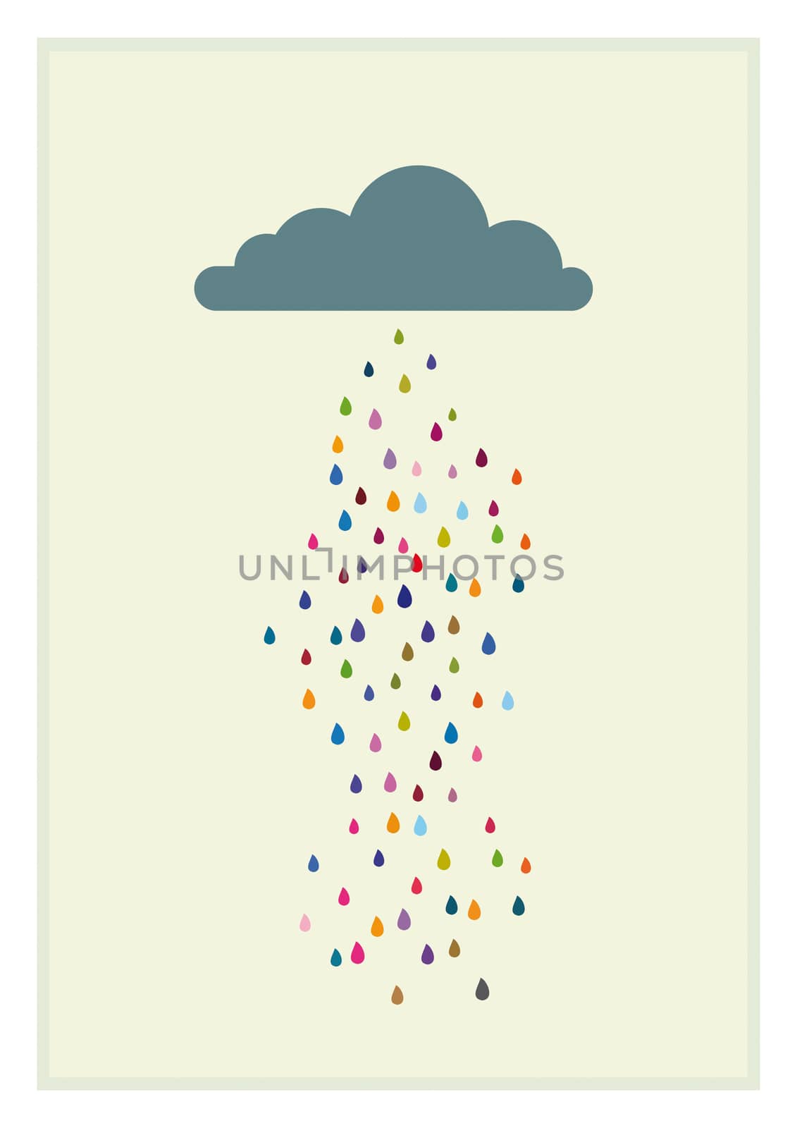Happiness Card, Colorful Rain Cloud of Happiness and Success, France