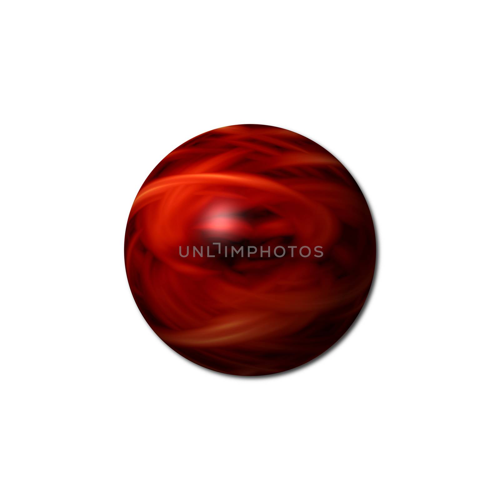Red sphere with a white background.