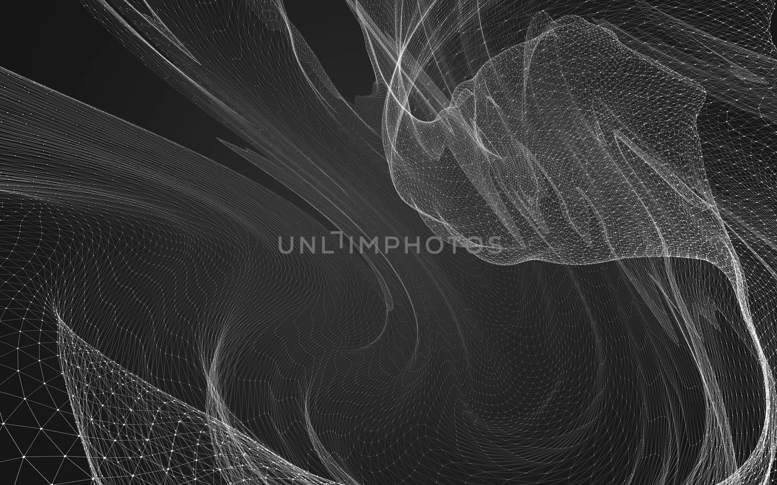 Abstract polygonal space low poly dark background with connecting dots and lines. Connection structure. 3d rendering