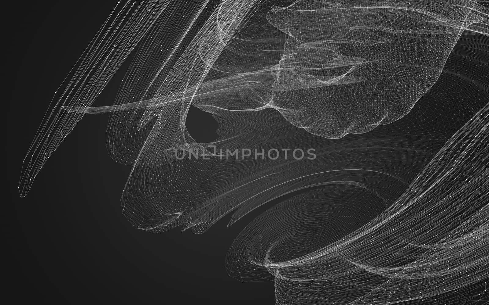 Abstract polygonal space low poly dark background, 3d rendering by teerawit