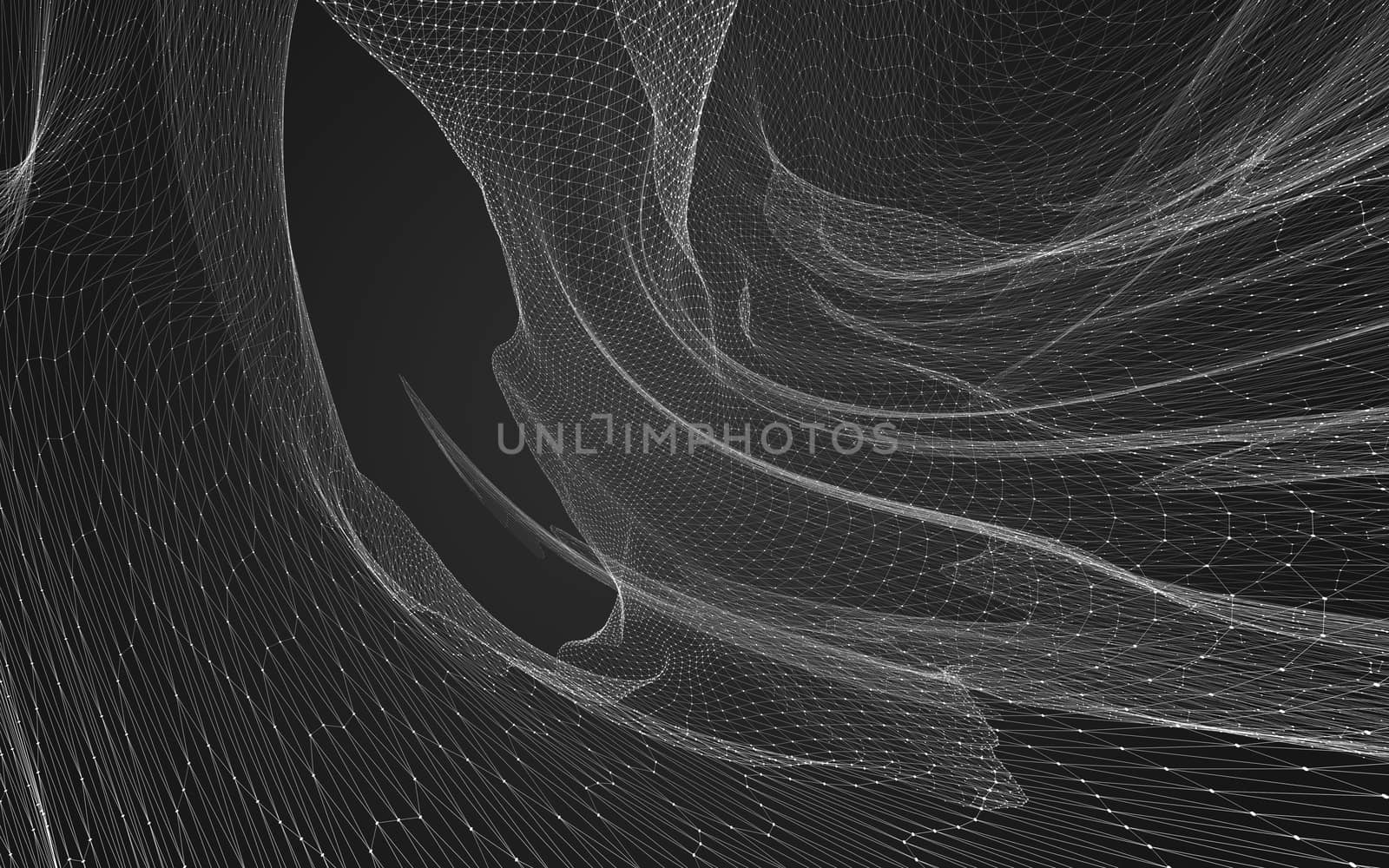 Abstract polygonal space low poly dark background, 3d rendering by teerawit