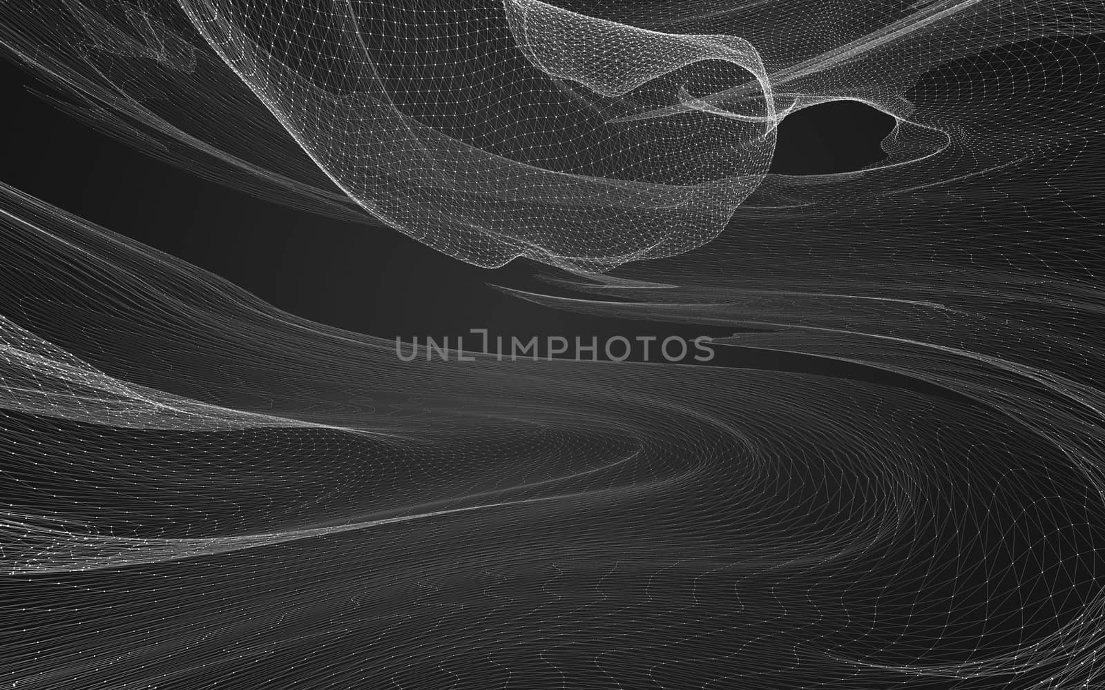 Abstract polygonal space low poly dark background, 3d rendering by teerawit