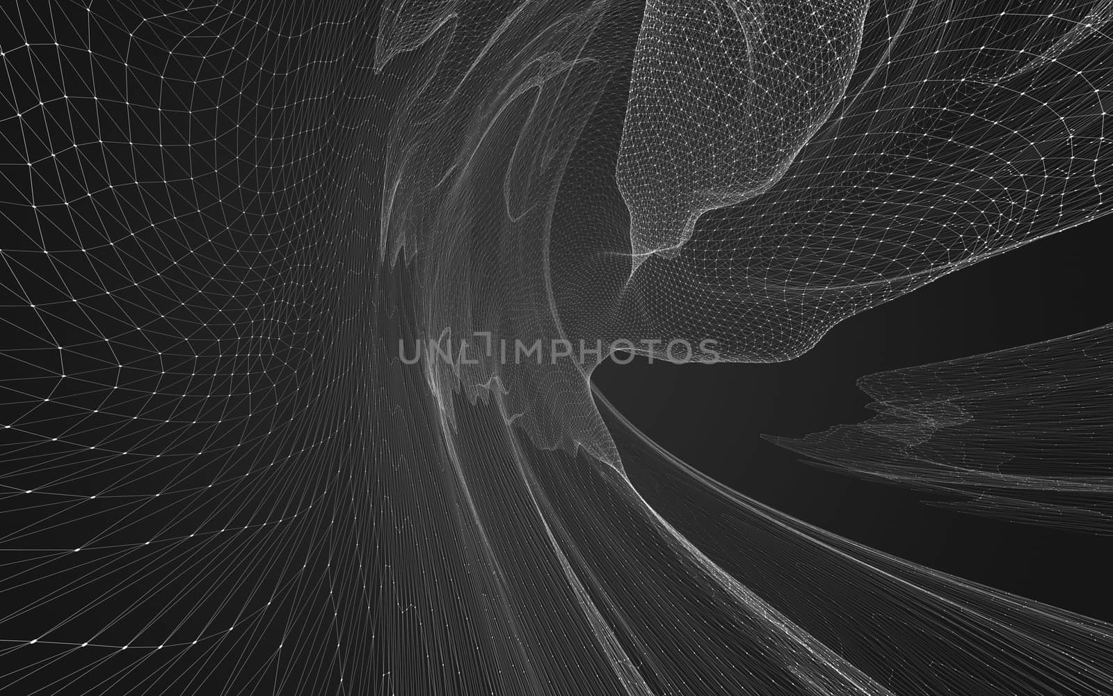 Abstract polygonal space low poly dark background with connecting dots and lines. Connection structure. 3d rendering