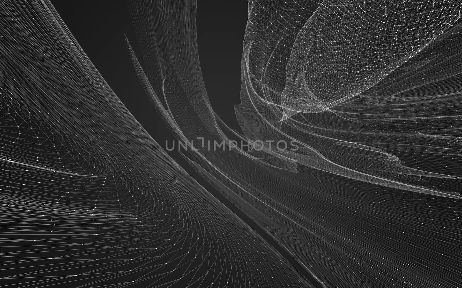 Abstract polygonal space low poly dark background, 3d rendering by teerawit