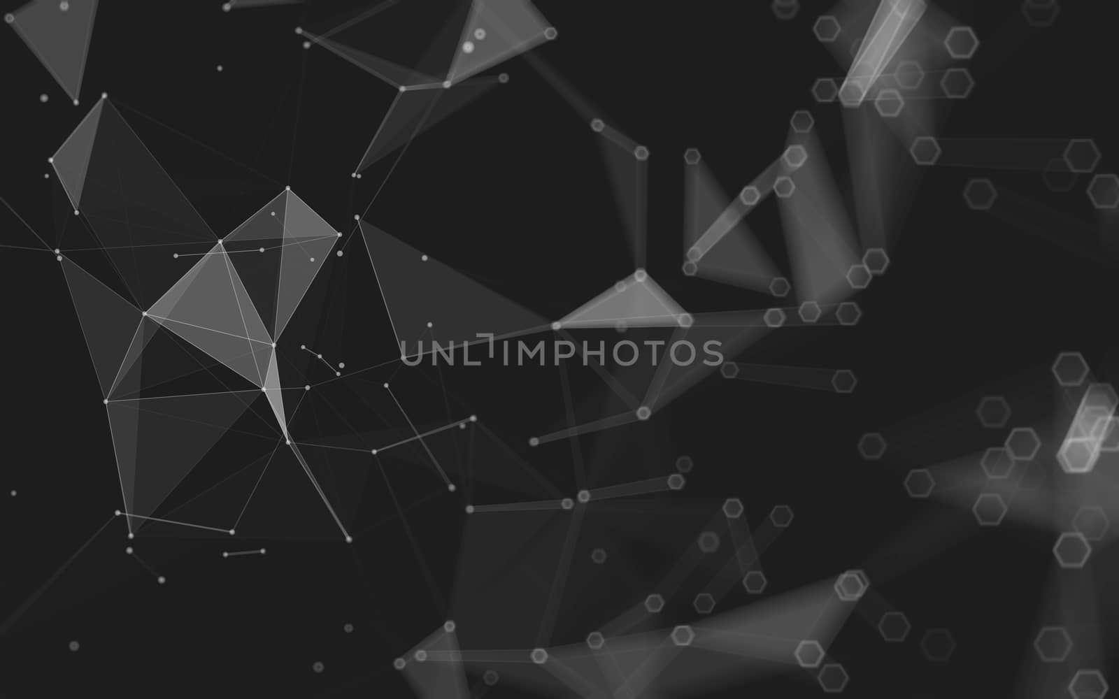 Abstract polygonal space low poly dark background with connecting dots and lines. Connection structure. 3d rendering