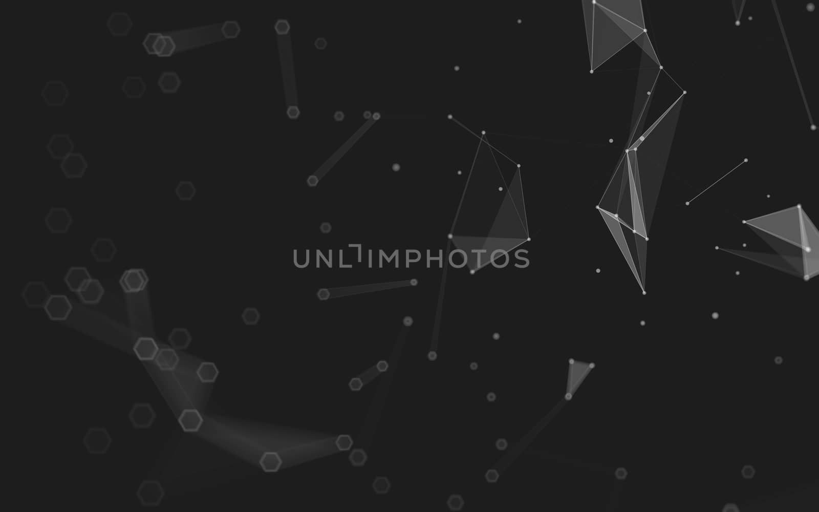 Abstract polygonal space low poly dark background with connecting dots and lines. Connection structure. 3d rendering