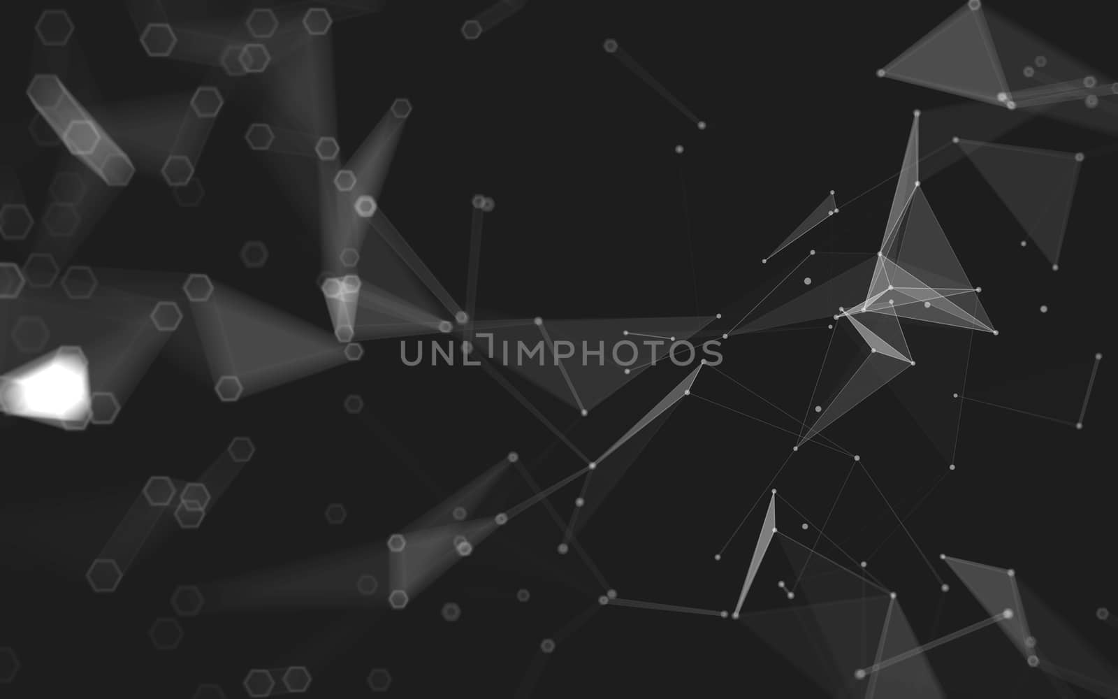 Abstract polygonal space low poly dark background, 3d rendering by teerawit