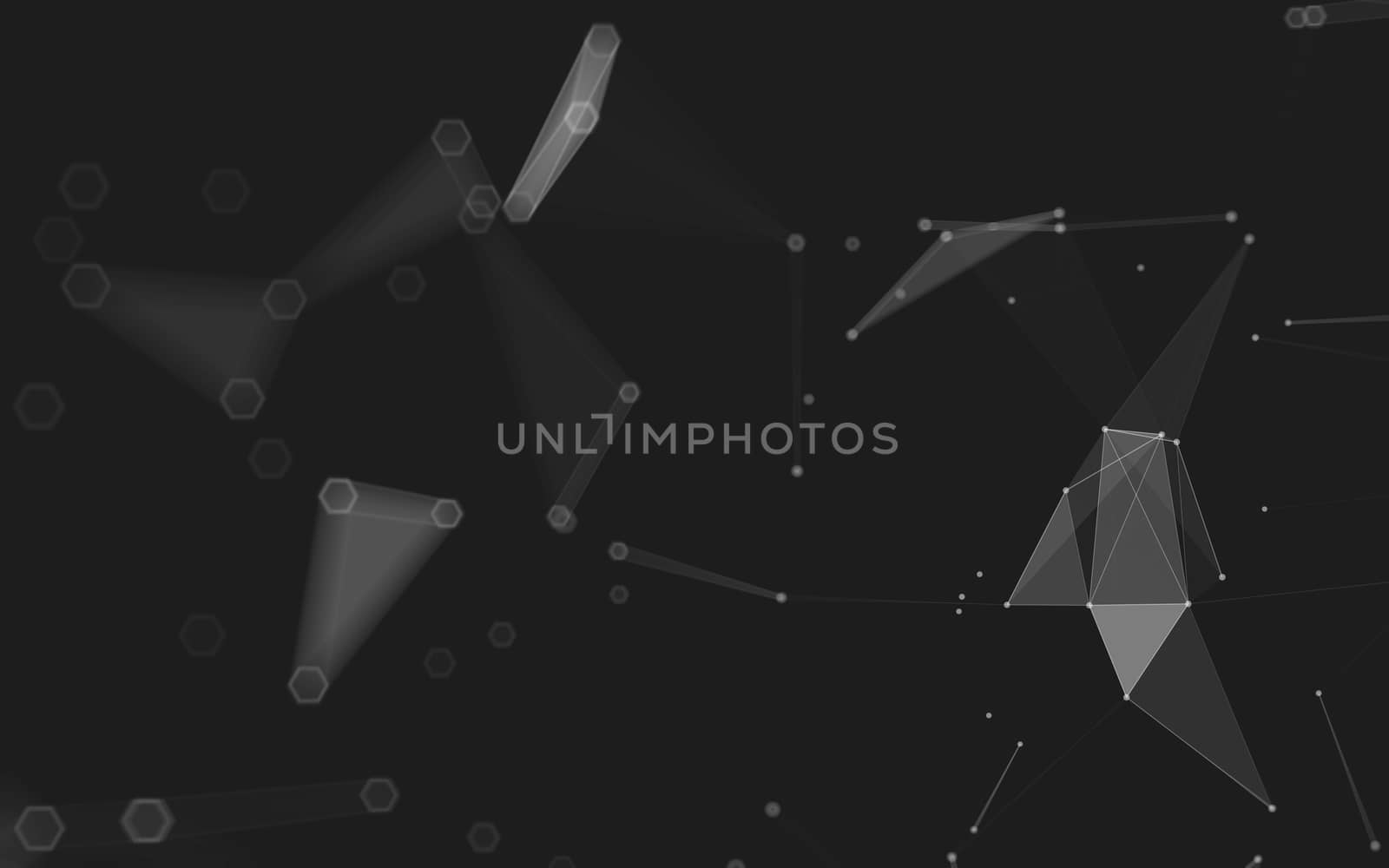 Abstract polygonal space low poly dark background, 3d rendering by teerawit