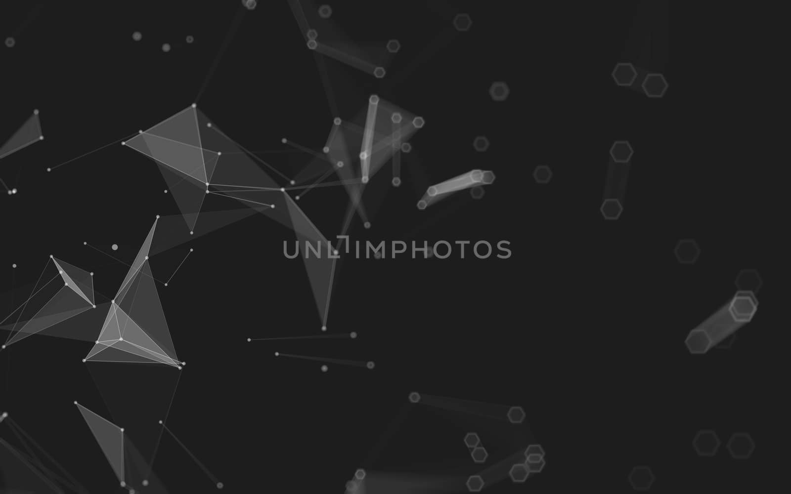 Abstract polygonal space low poly dark background with connecting dots and lines. Connection structure. 3d rendering