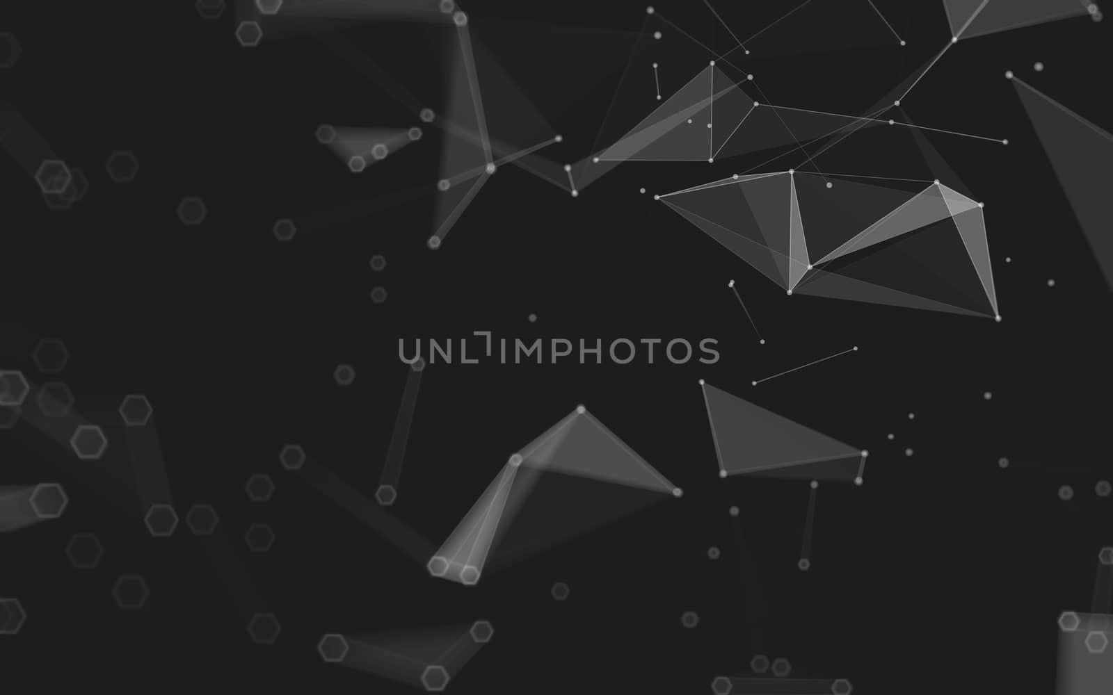 Abstract polygonal space low poly dark background with connecting dots and lines. Connection structure. 3d rendering