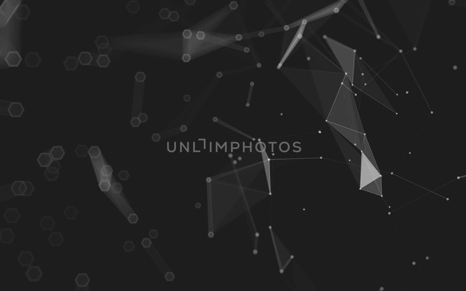 Abstract polygonal space low poly dark background, 3d rendering by teerawit