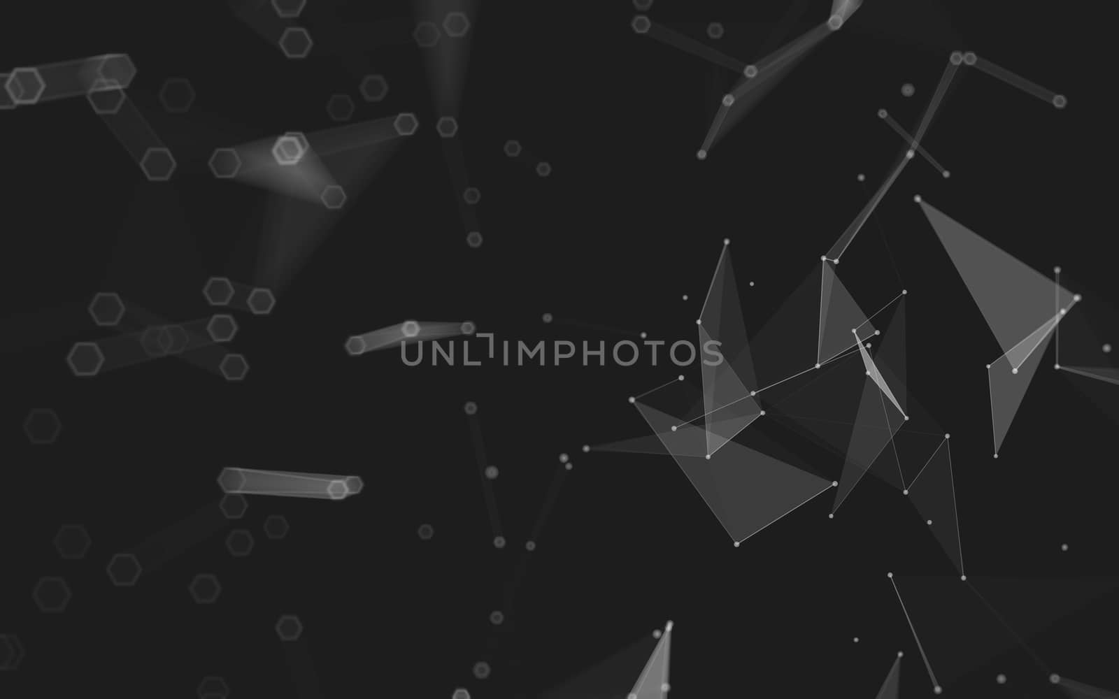 Abstract polygonal space low poly dark background with connecting dots and lines. Connection structure. 3d rendering