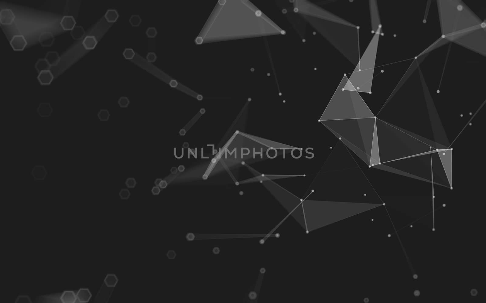 Abstract polygonal space low poly dark background with connecting dots and lines. Connection structure. 3d rendering