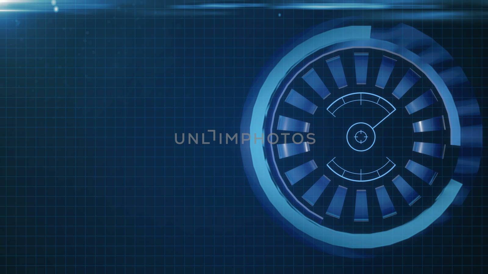 HUD circle interface with different glowing blue elements by nolimit046