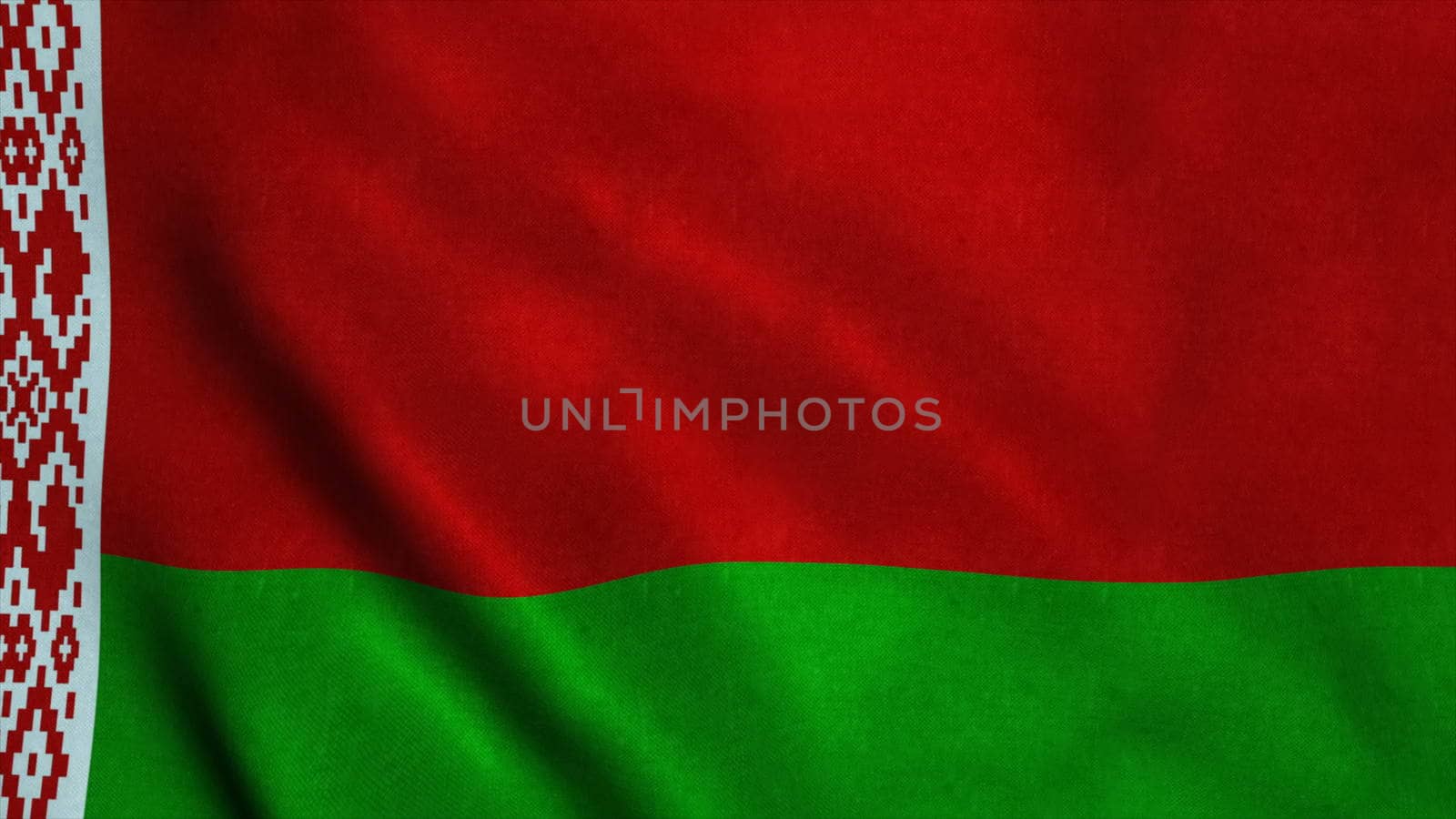 Realistic Ultra-HD flag of the Belarussia waving in the wind. Seamless loop with highly detailed fabric texture by nolimit046