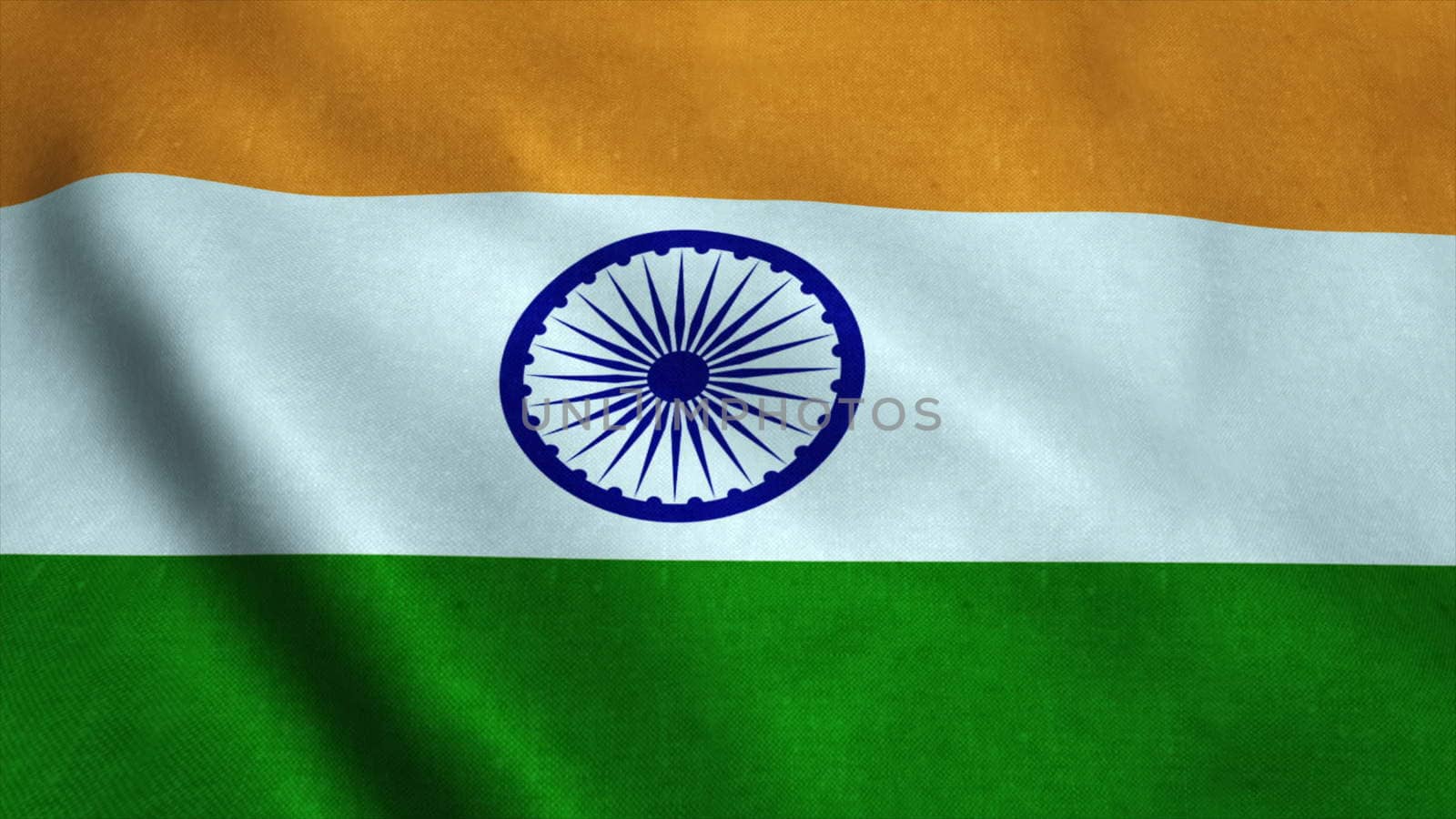 Realistic Ultra-HD flag of the India waving in the wind. Seamless loop with highly detailed fabric texture. Loop ready in 4k resolution.