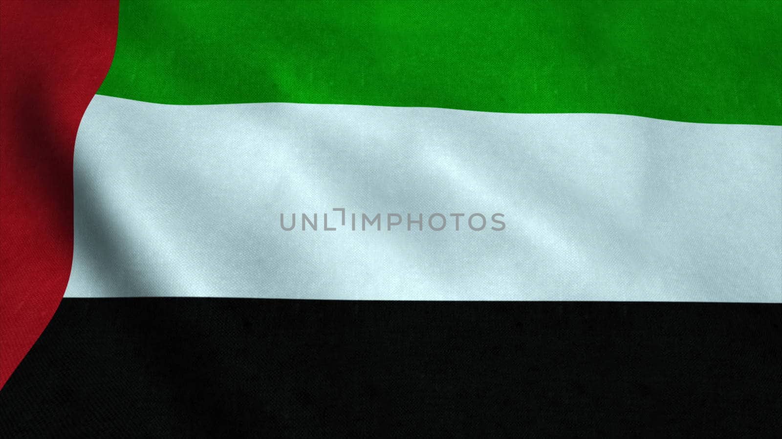 Realistic Ultra-HD flag of the United Arab Emirates waving in the wind. Seamless loop with highly detailed fabric texture by nolimit046