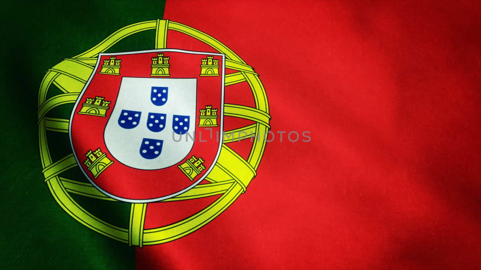 Realistic Ultra-HD flag of the Portugal waving in the wind. Seamless loop with highly detailed fabric texture. Loop ready in 4k resolution.