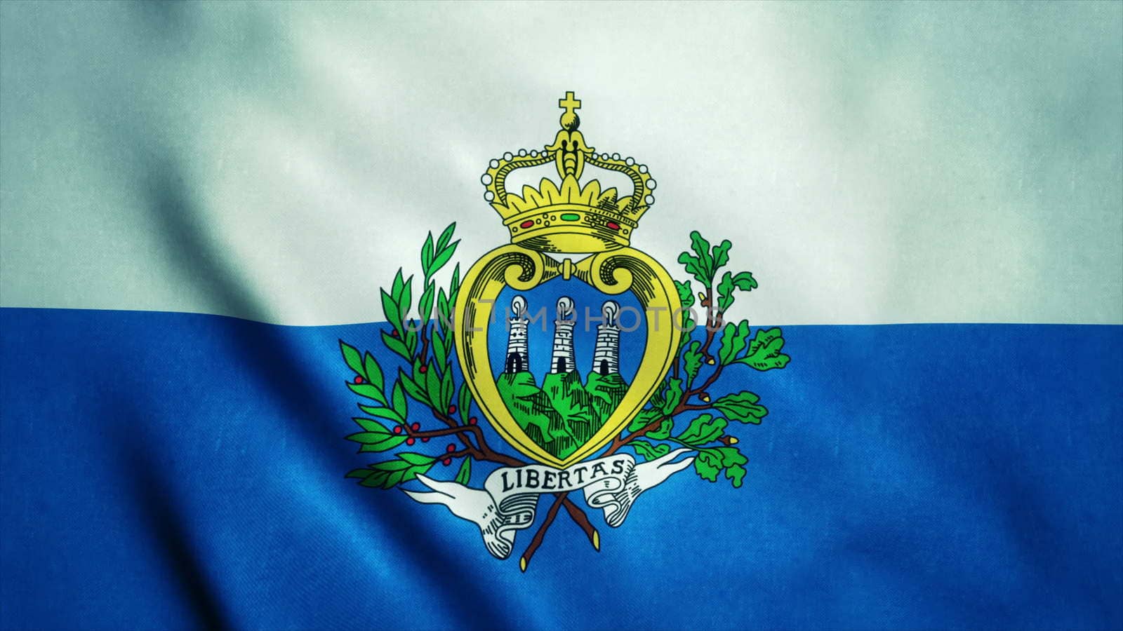 Realistic Ultra-HD flag of the San Marino waving in the wind. Seamless loop with highly detailed fabric texture by nolimit046