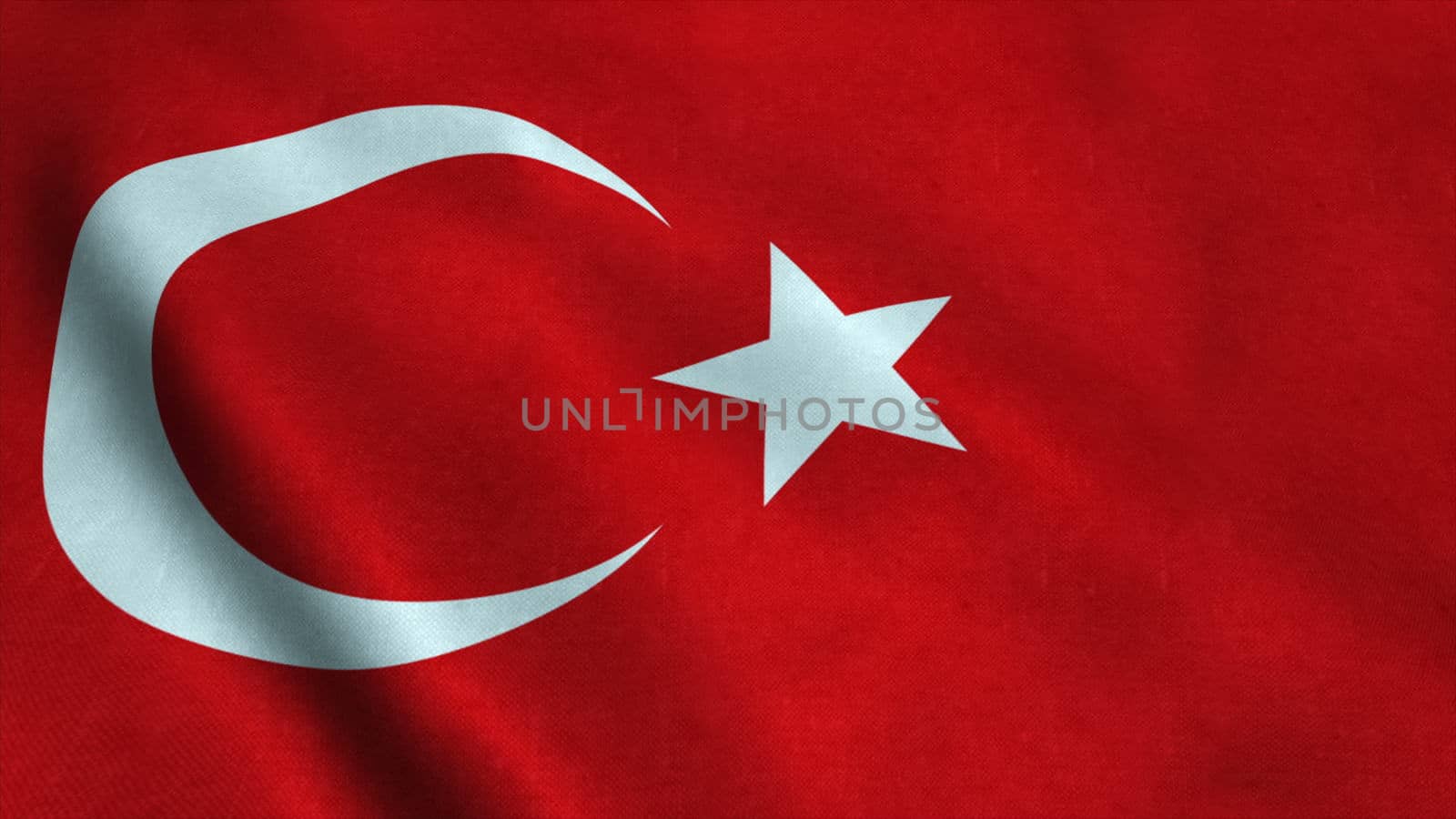 Realistic Ultra-HD flag of the Turkey waving in the wind. Seamless loop with highly detailed fabric texture. Loop ready in 4k resolution.