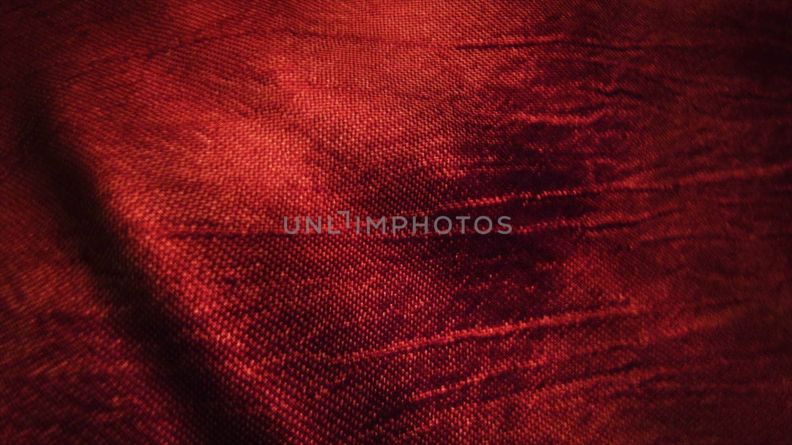 Red silk fabric blowing in the wind. Seamless loop