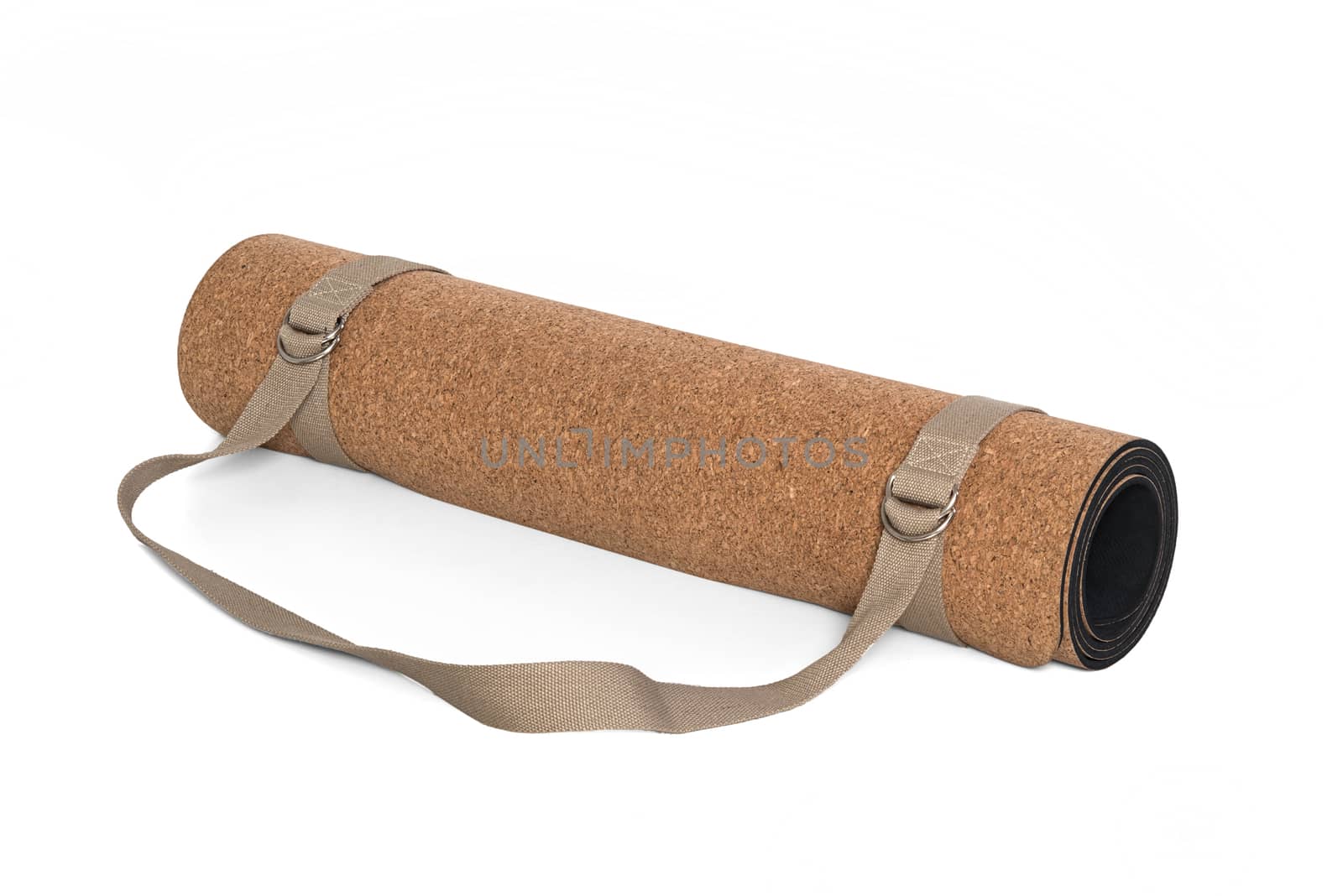Cork Yoga Mat With Strap, Premium Eco Friendly Product on White Background