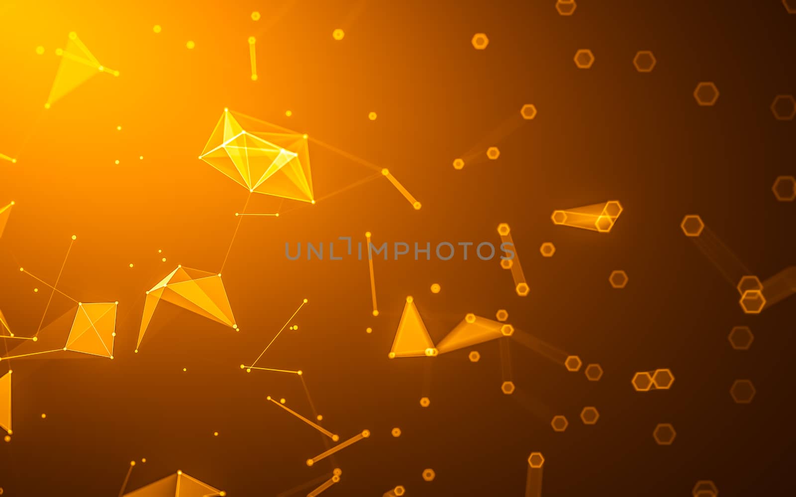 Abstract polygonal space low poly dark background, 3d rendering by teerawit