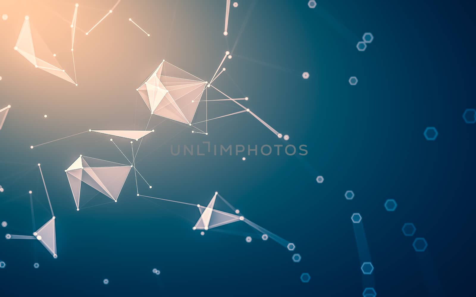 Abstract polygonal space low poly dark background with connecting dots and lines. Connection structure. 3d rendering