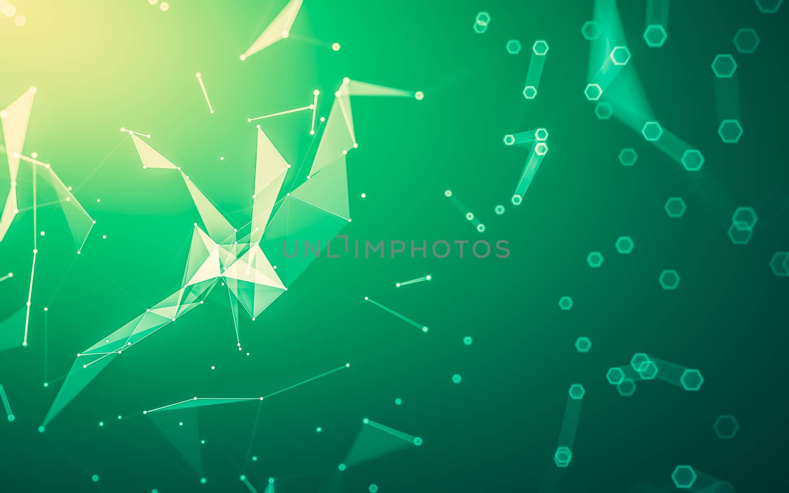 Abstract polygonal space low poly dark background with connecting dots and lines. Connection structure. 3d rendering