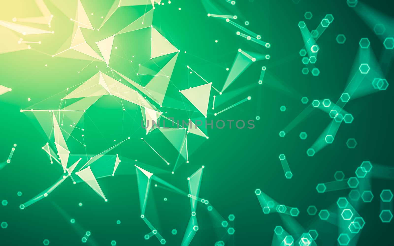 Abstract polygonal space low poly dark background, 3d rendering by teerawit