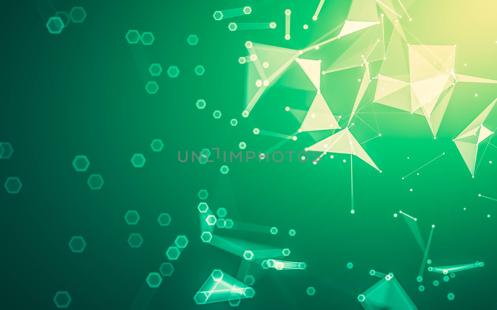 Abstract polygonal space low poly dark background, 3d rendering by teerawit