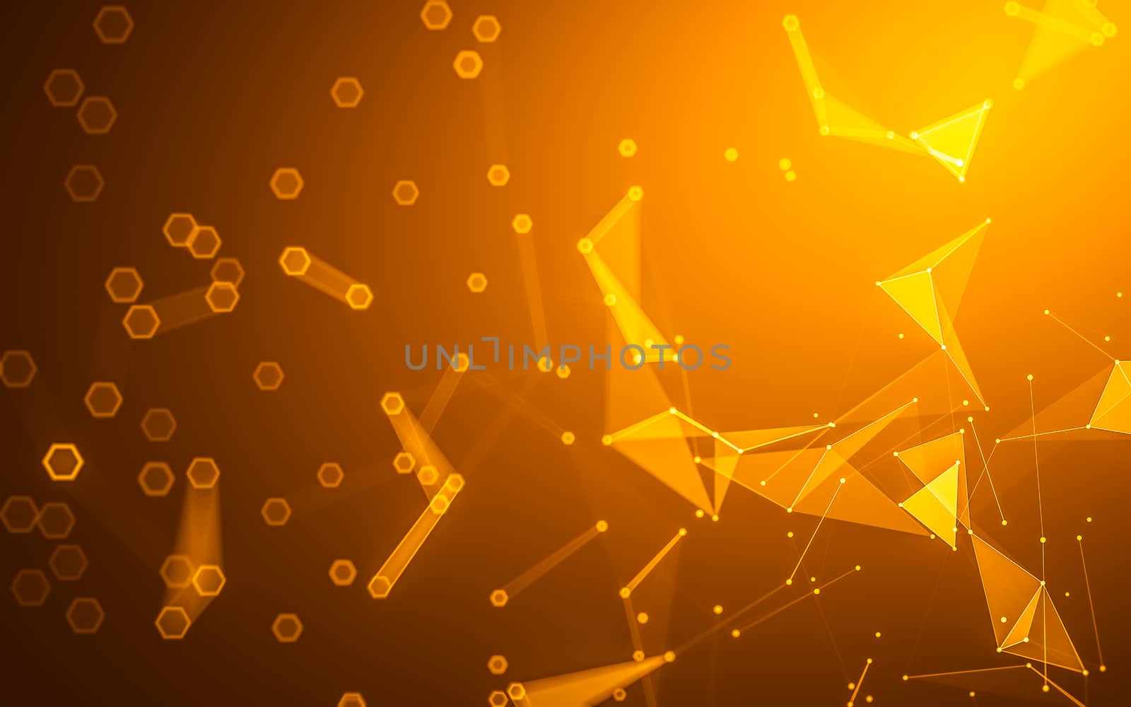 Abstract polygonal space low poly dark background, 3d rendering by teerawit