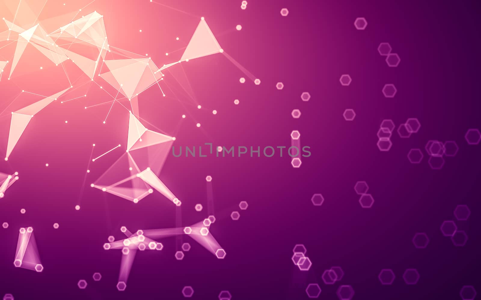 Abstract polygonal space low poly dark background with connecting dots and lines. Connection structure. 3d rendering