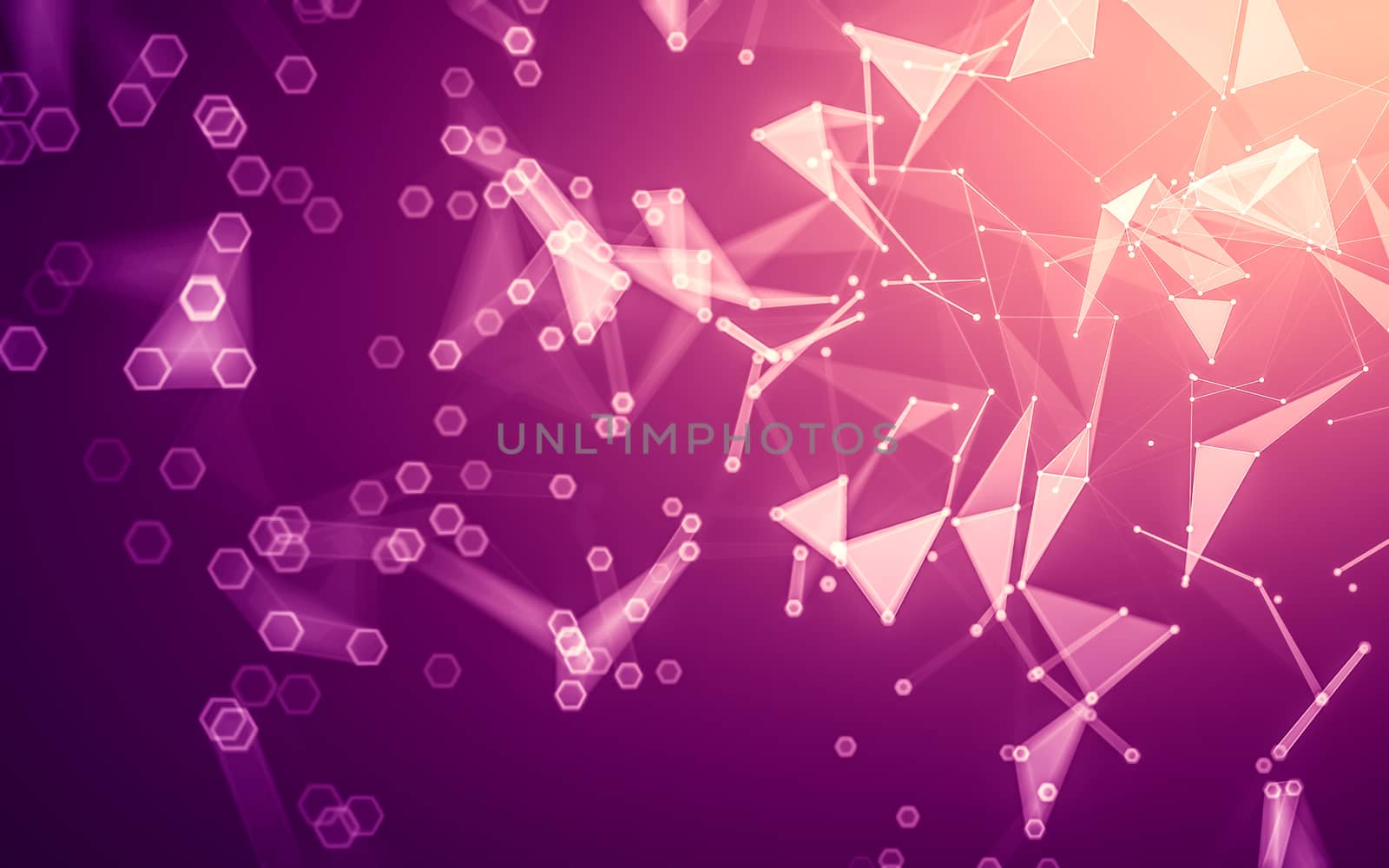 Abstract polygonal space low poly dark background with connecting dots and lines. Connection structure. 3d rendering