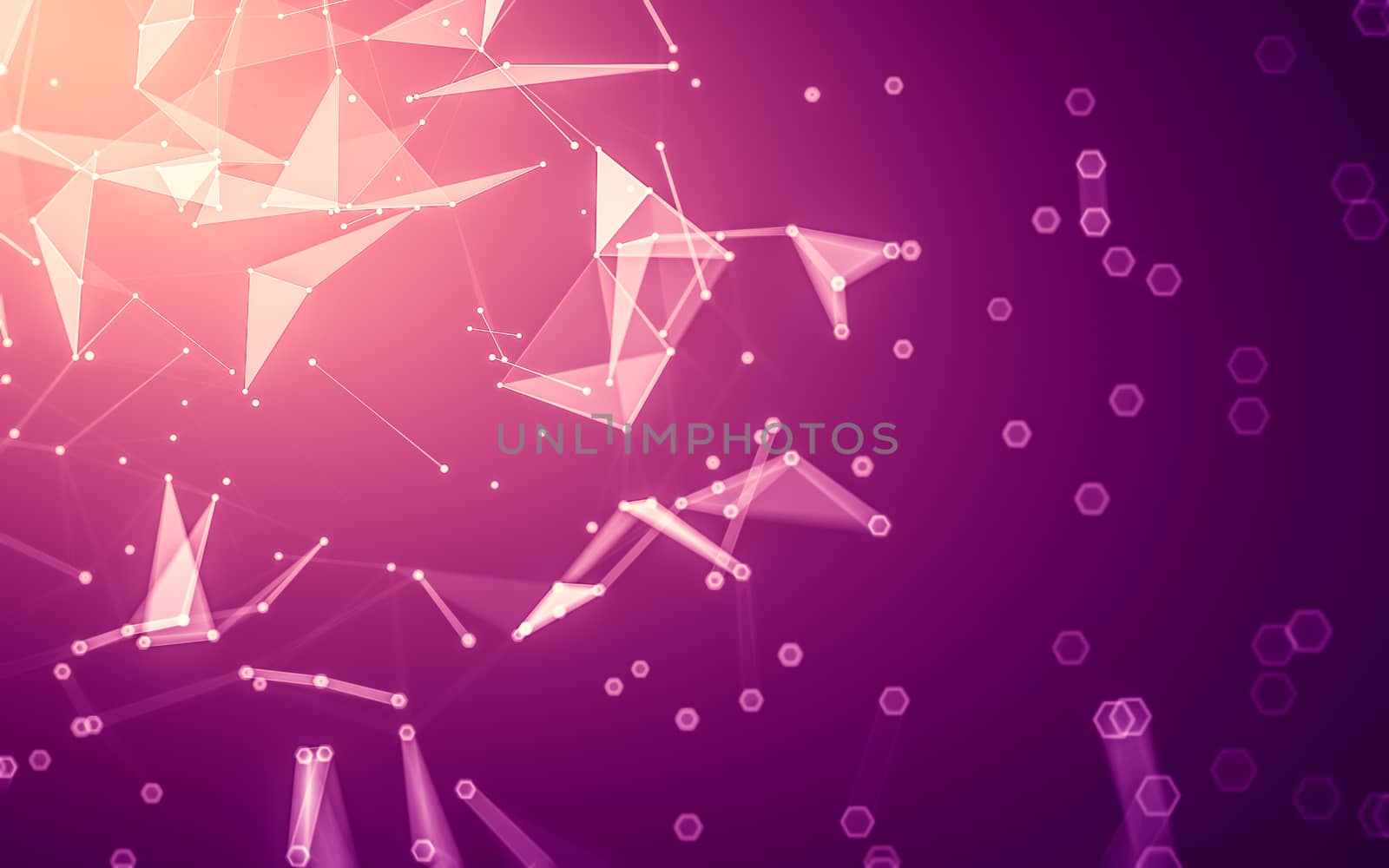 Abstract polygonal space low poly dark background with connecting dots and lines. Connection structure. 3d rendering