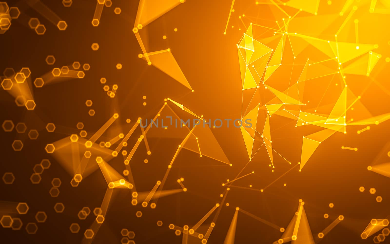 Abstract polygonal space low poly dark background, 3d rendering by teerawit