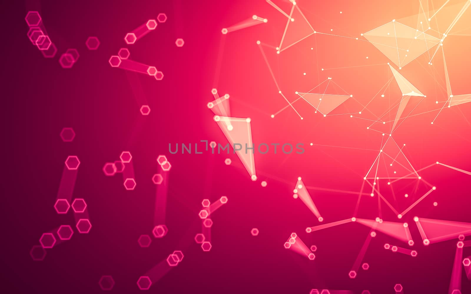 Abstract polygonal space low poly dark background with connecting dots and lines. Connection structure. 3d rendering