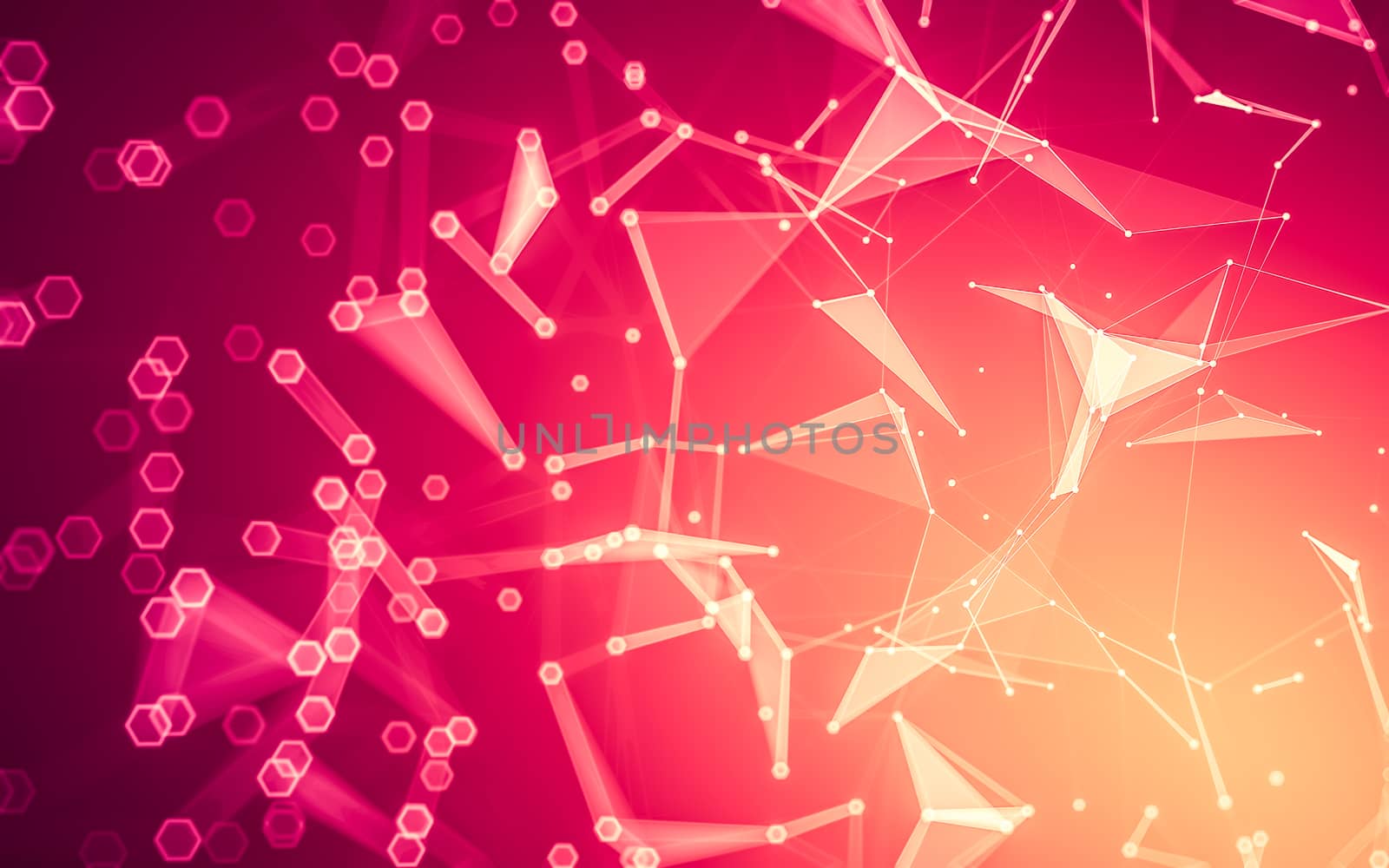 Abstract polygonal space low poly dark background with connecting dots and lines. Connection structure. 3d rendering