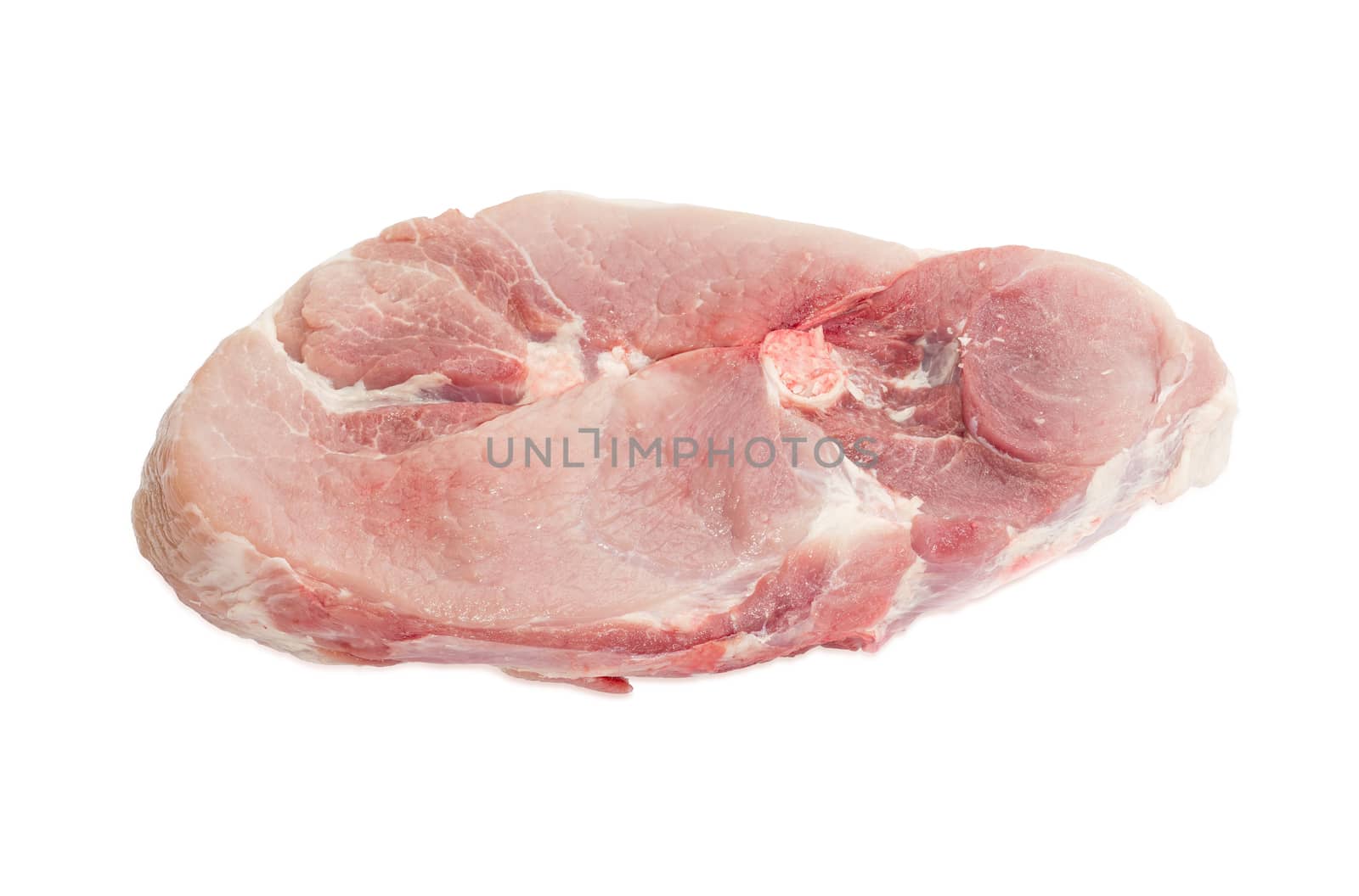 Uncooked pork from the hind leg pig on light background by anmbph