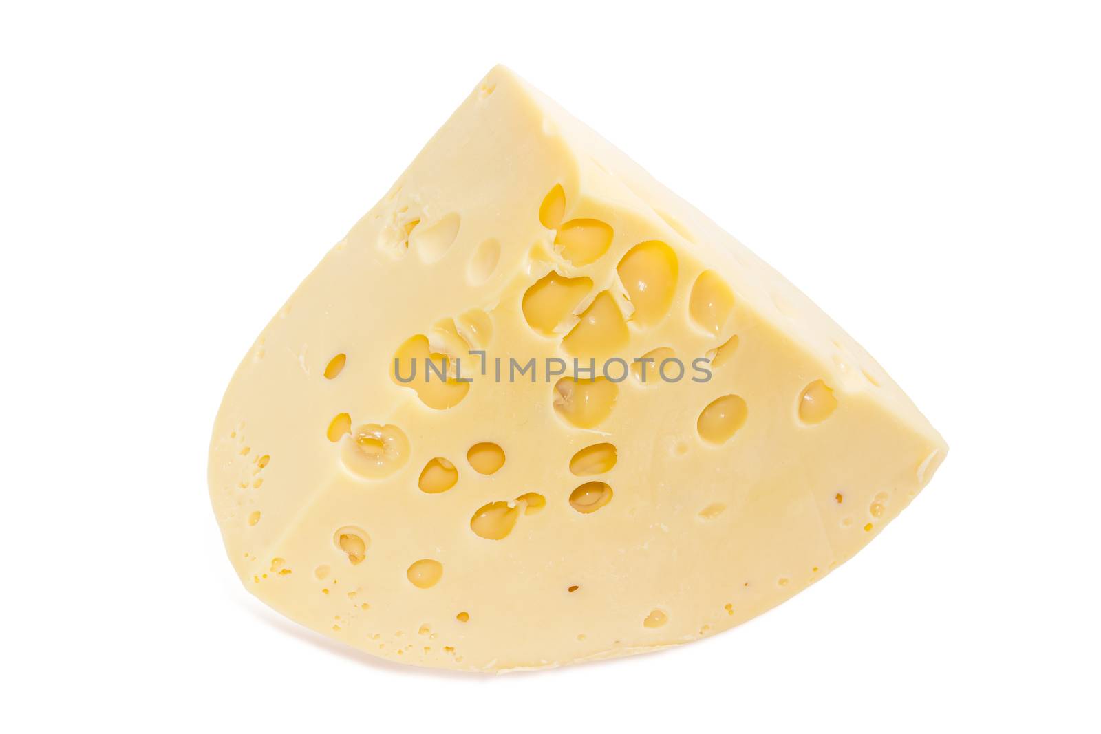 Piece of Swiss-type cheese on a light background by anmbph