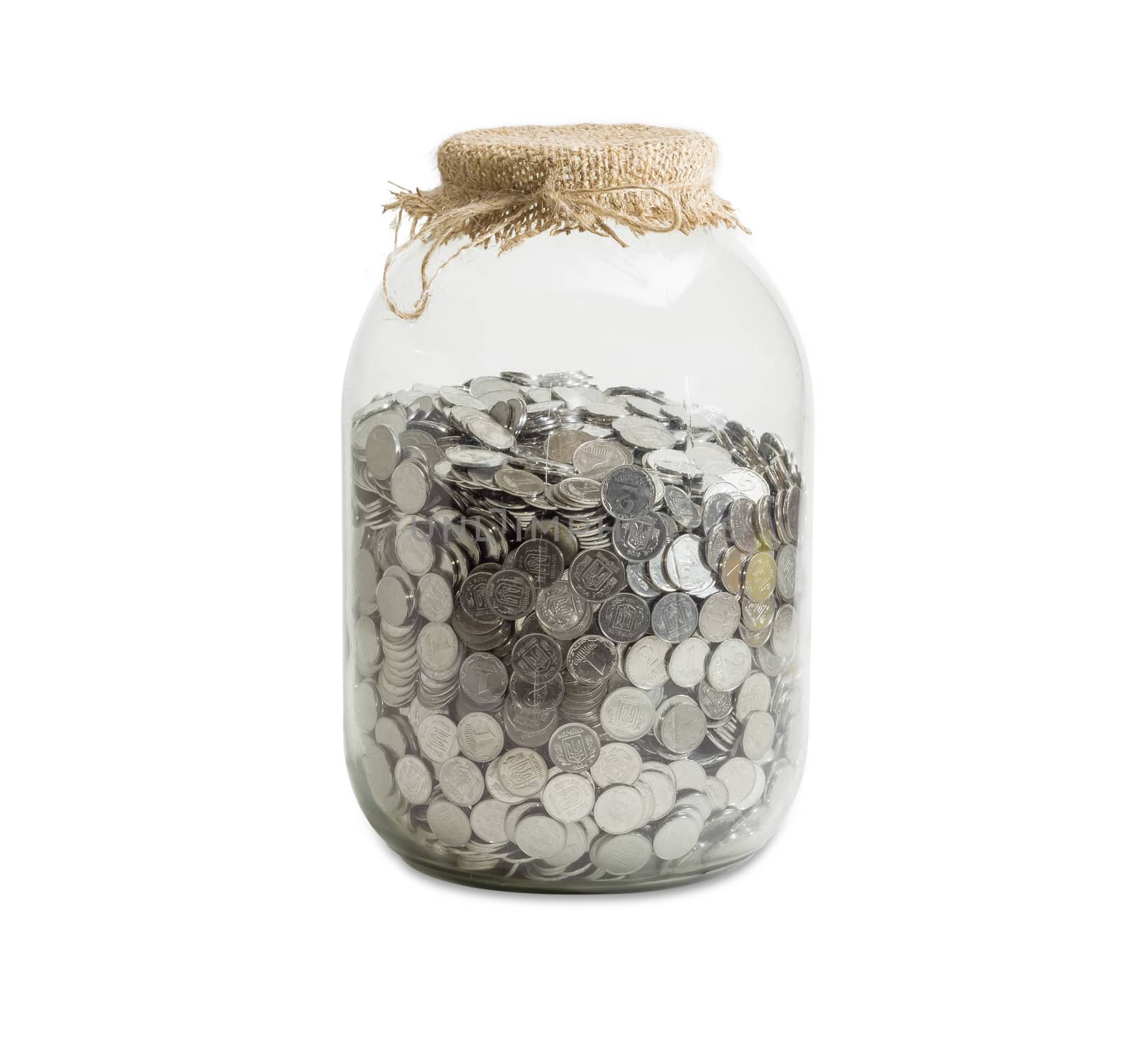 Сoins in jar for home canning on a light background by anmbph