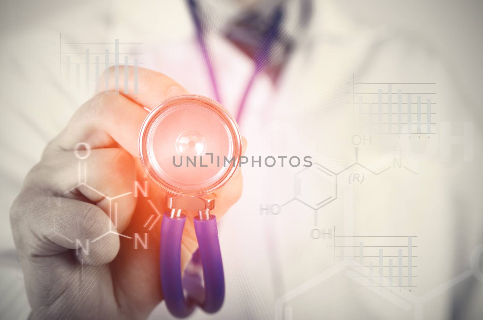 Doctor holding a stethoscope abstract composition. doctor stethoscope medicine health show hand hold closeup concept