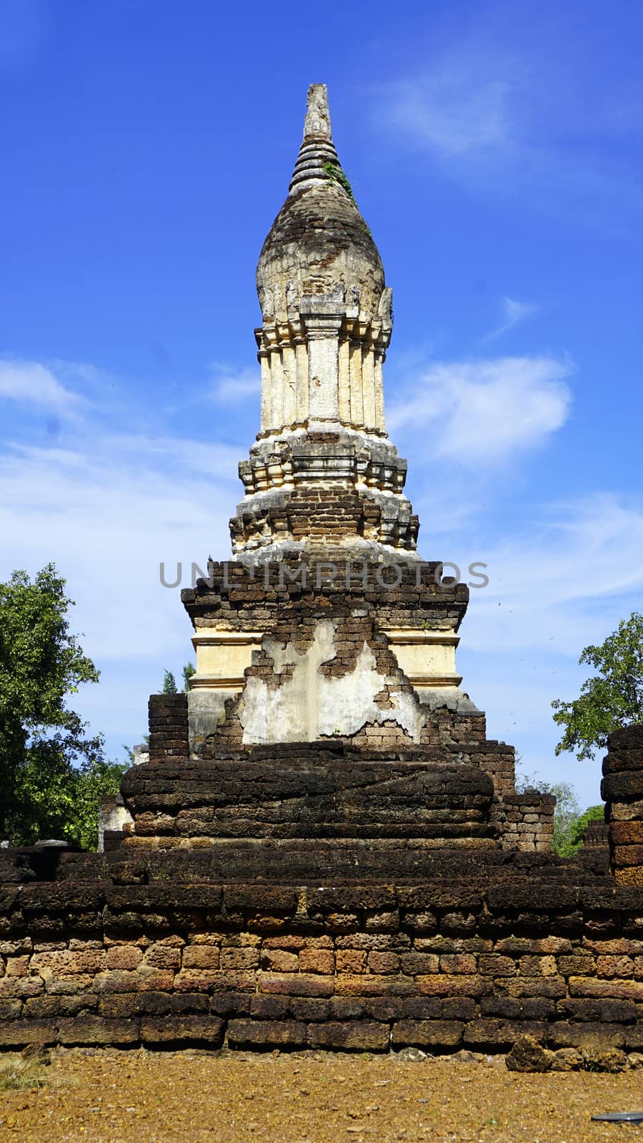 wat chedi seven rows temple pagoda approach by polarbearstudio