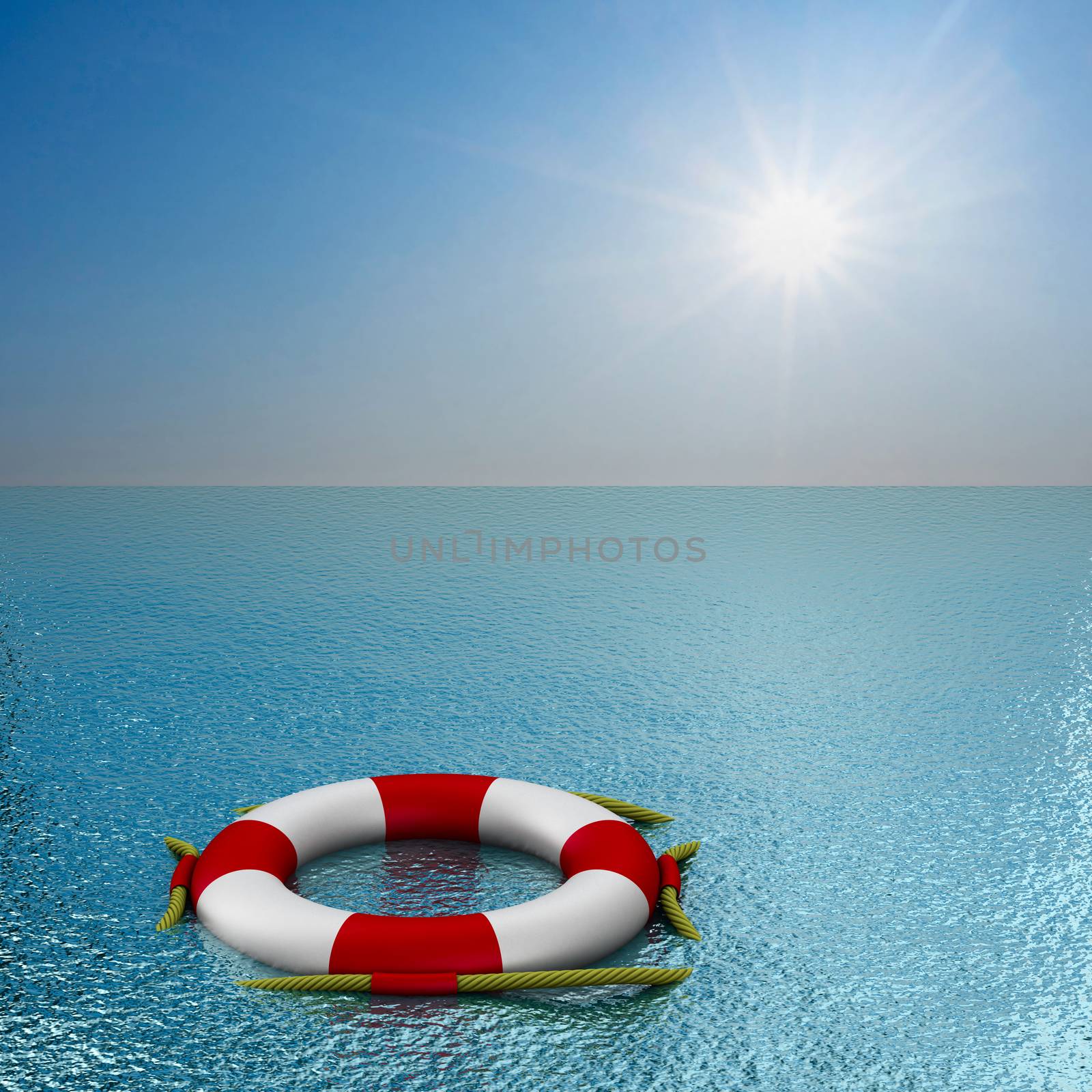 lifebuoy on water. 3D image