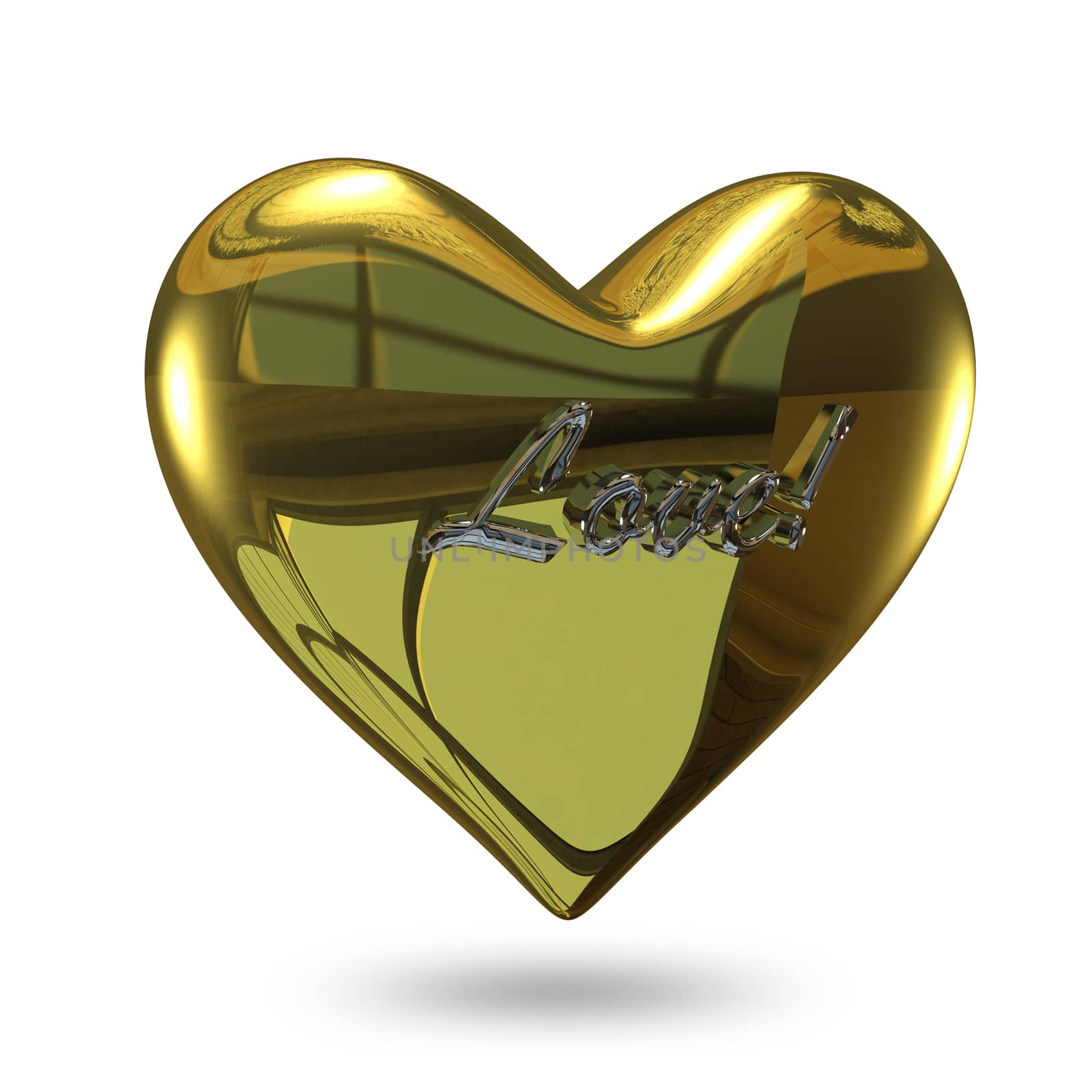 3D Illustration of a Heart of Gold with an Inscription by brux