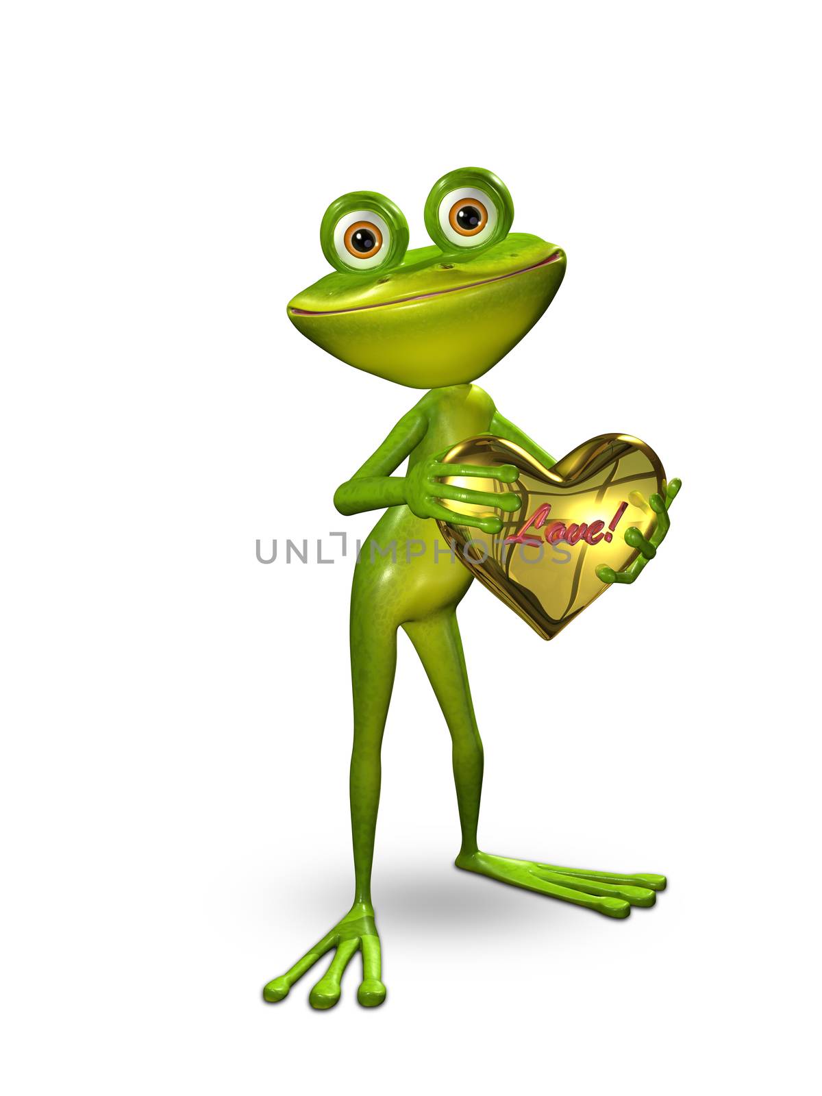 3D Illustration Frog with a Heart of Gold by brux