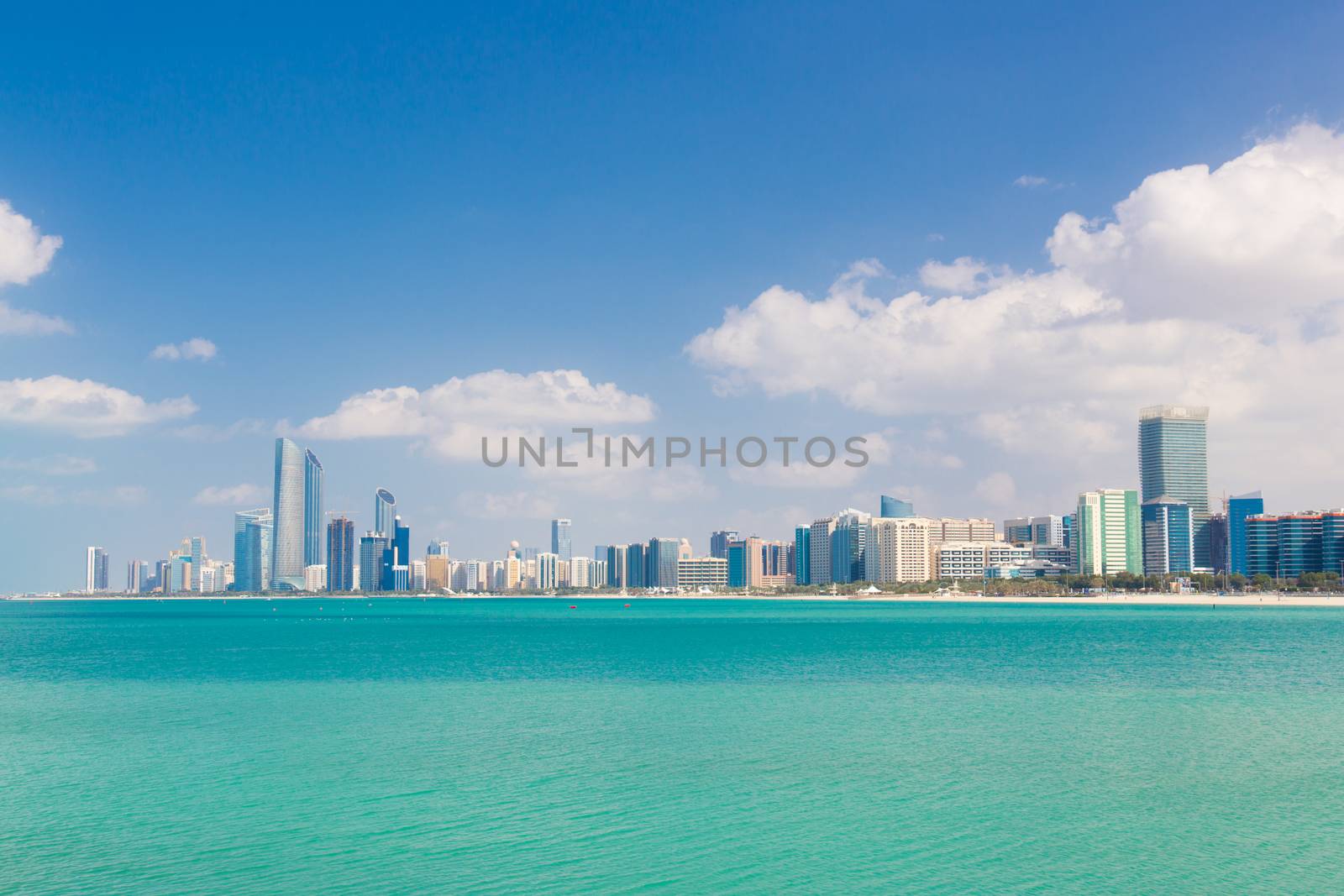Abu Dhabi city skyline, United Arab Emirates.